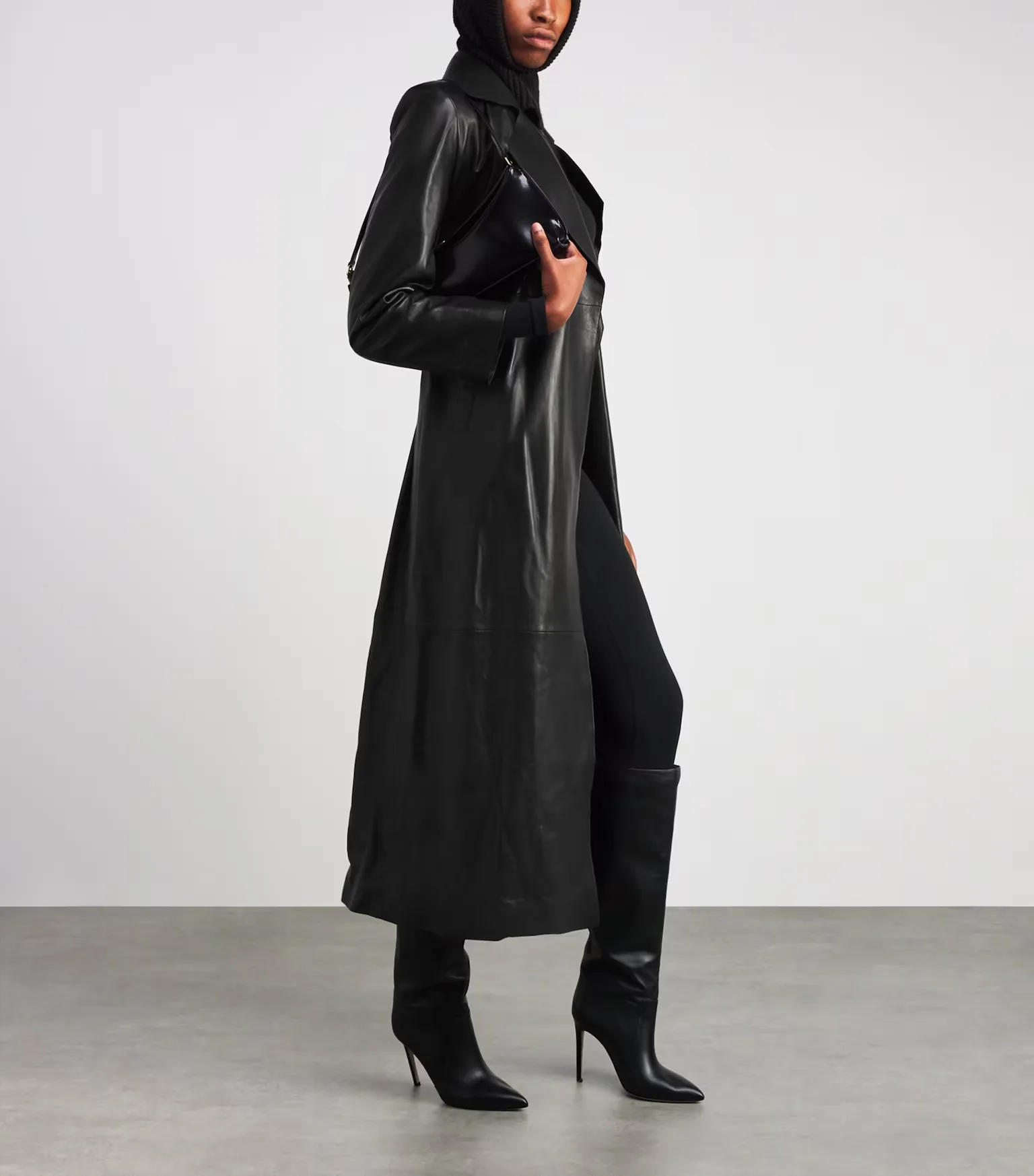 Nour Hammour Black Lambskin Kasha Coat