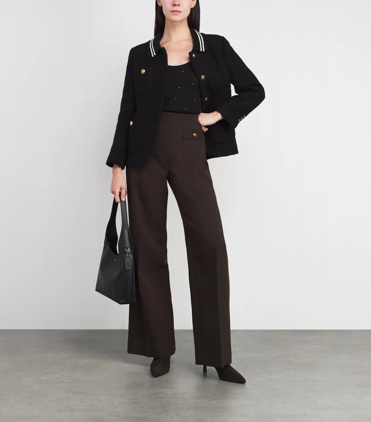 Sandro Paris Brown Wide Leg Trousers