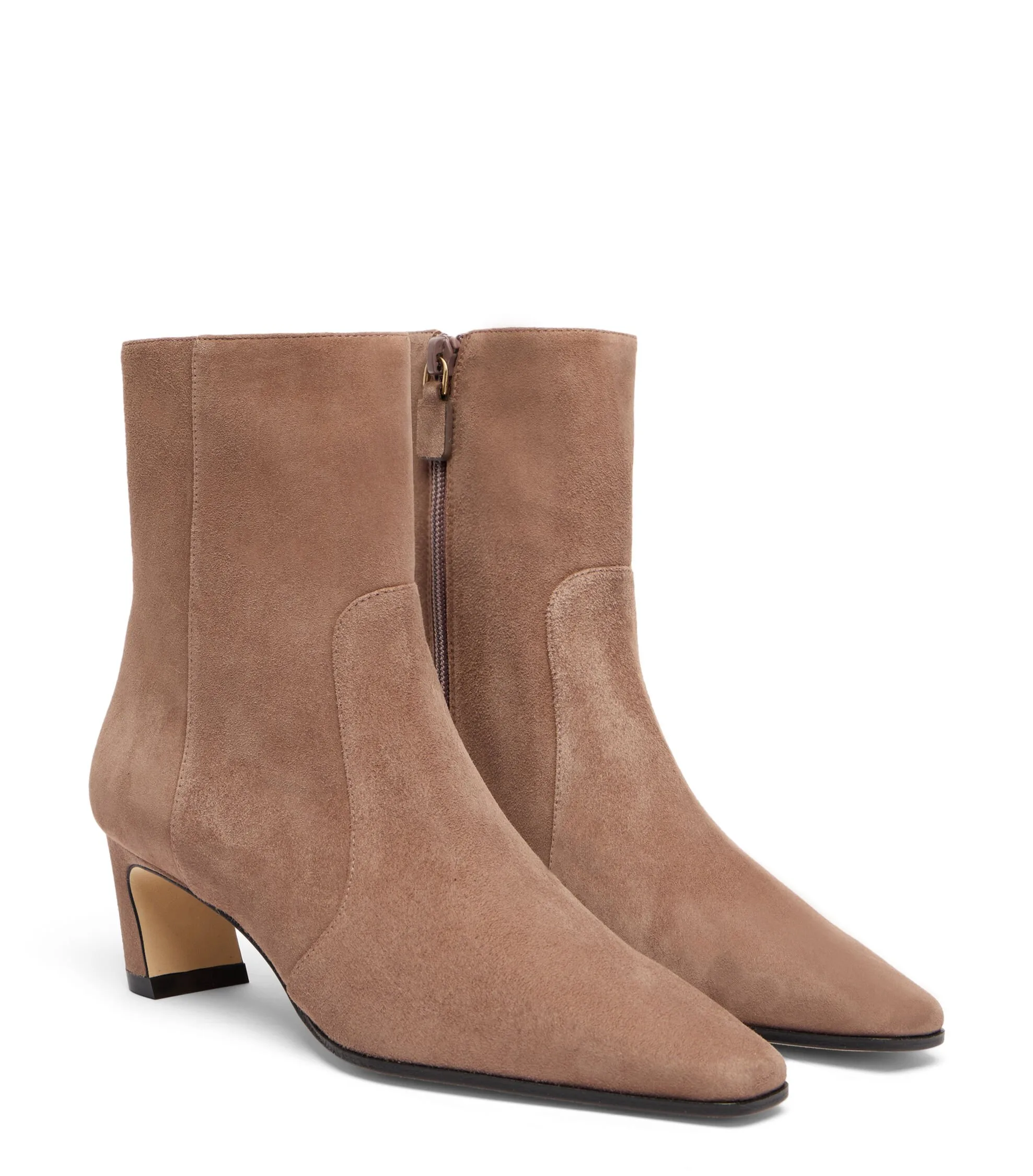 Stuart Weitzman Stassi Zip 50 Taupe Leather Bootie