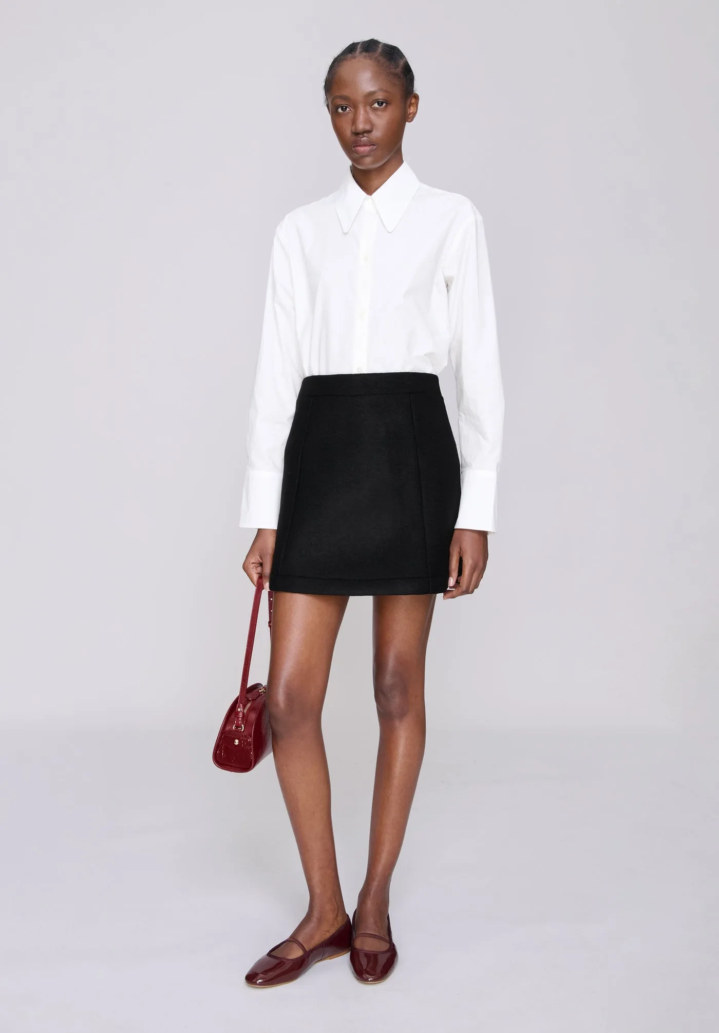 A.P.C. Bianca White Organic Cotton Wide Collar Shirt