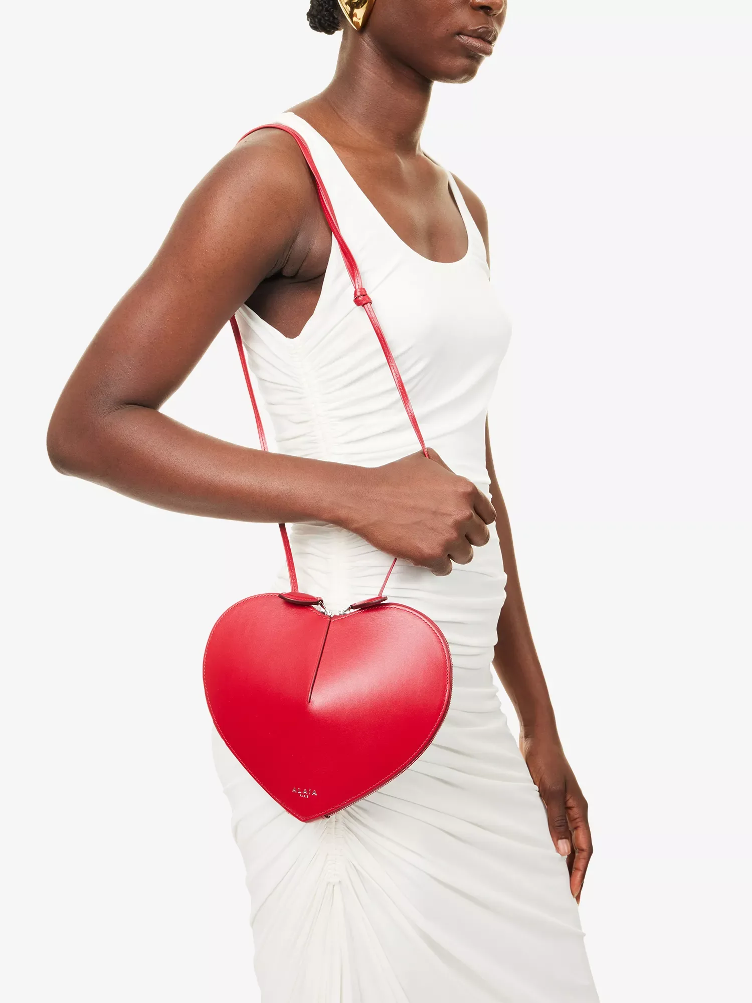 Alaïa Le Coeur Heart Shaped Laque Leather Crossbody Bag