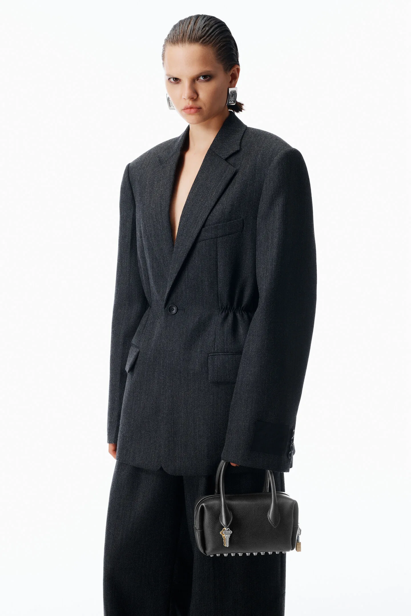 Alexander Wang Roux Small Black Leather Top Handle Bag