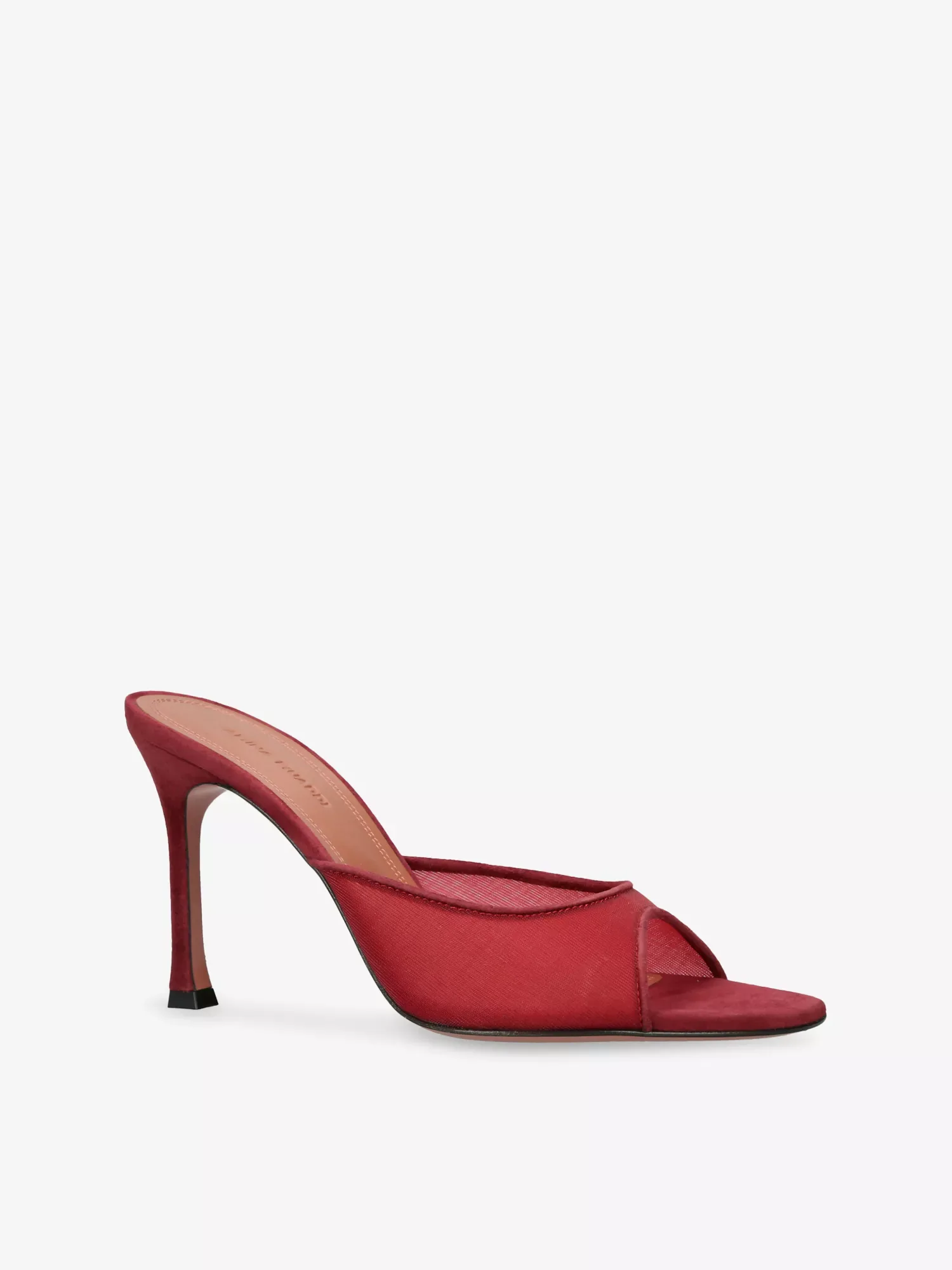 Amina Muaddi Alexa 95 Wine Mesh Heeled Mules