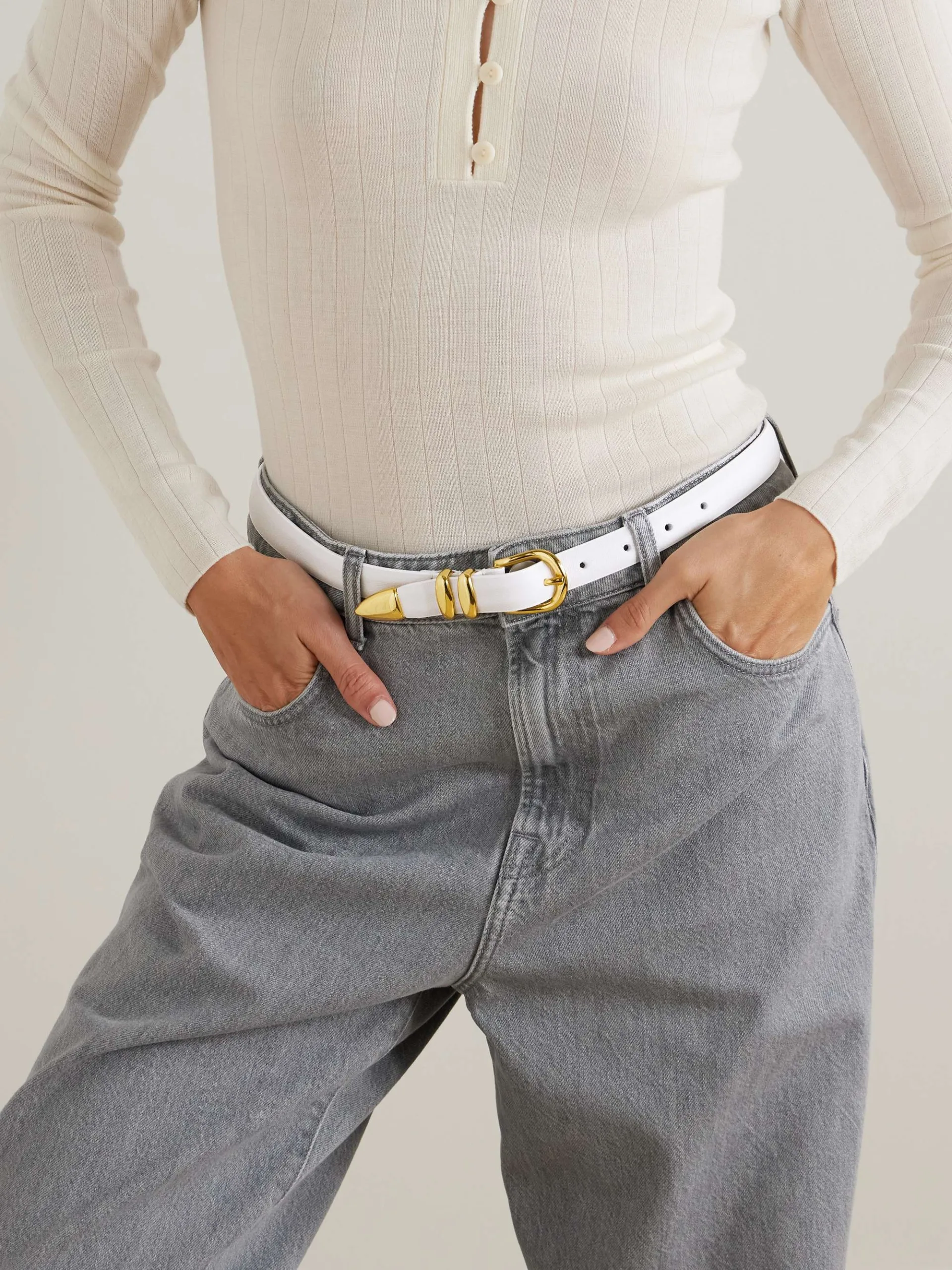 Anderson’s Skinny White Leather Belt