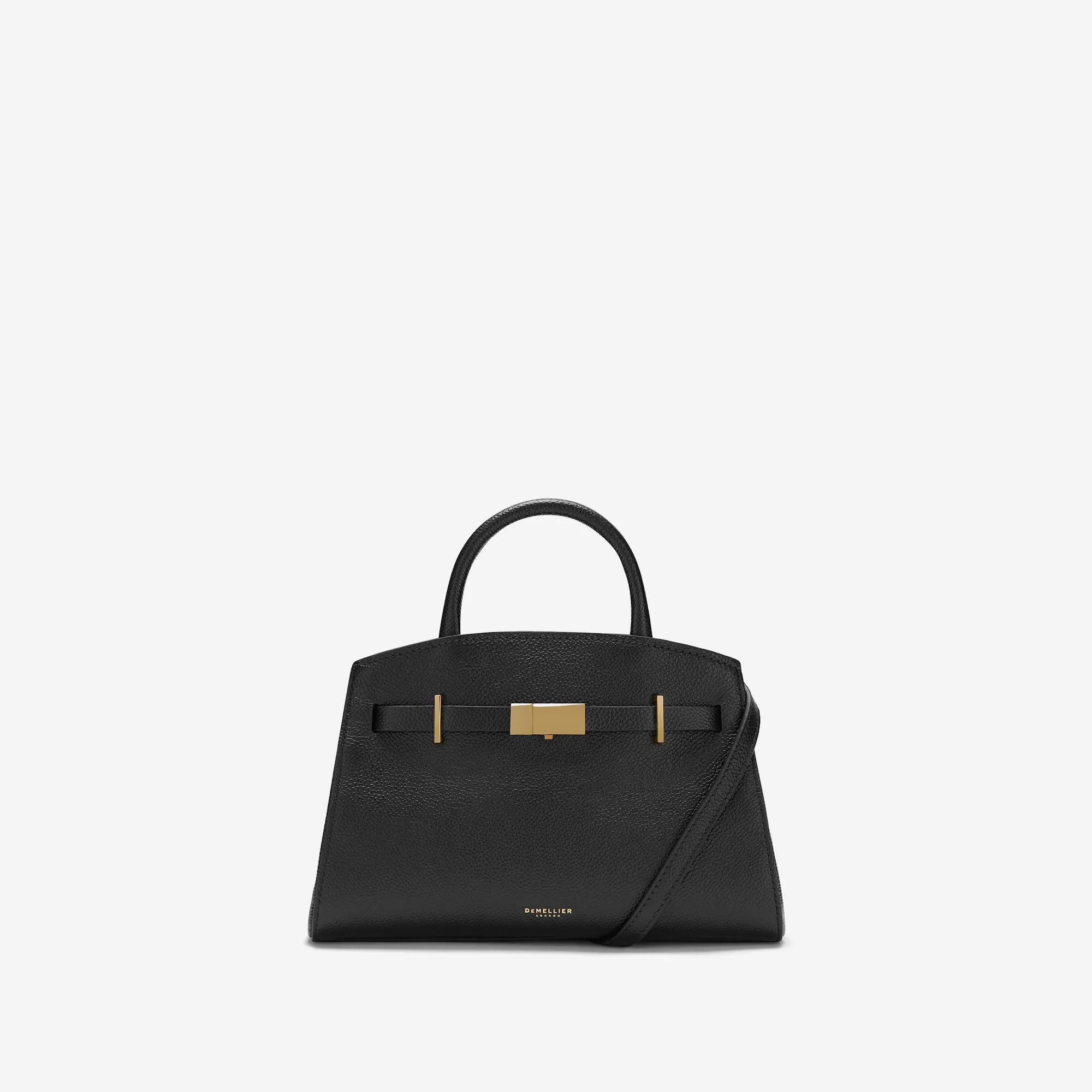 DeMellier The Small Hudson Black Small Grain Leather Top Handle Bag