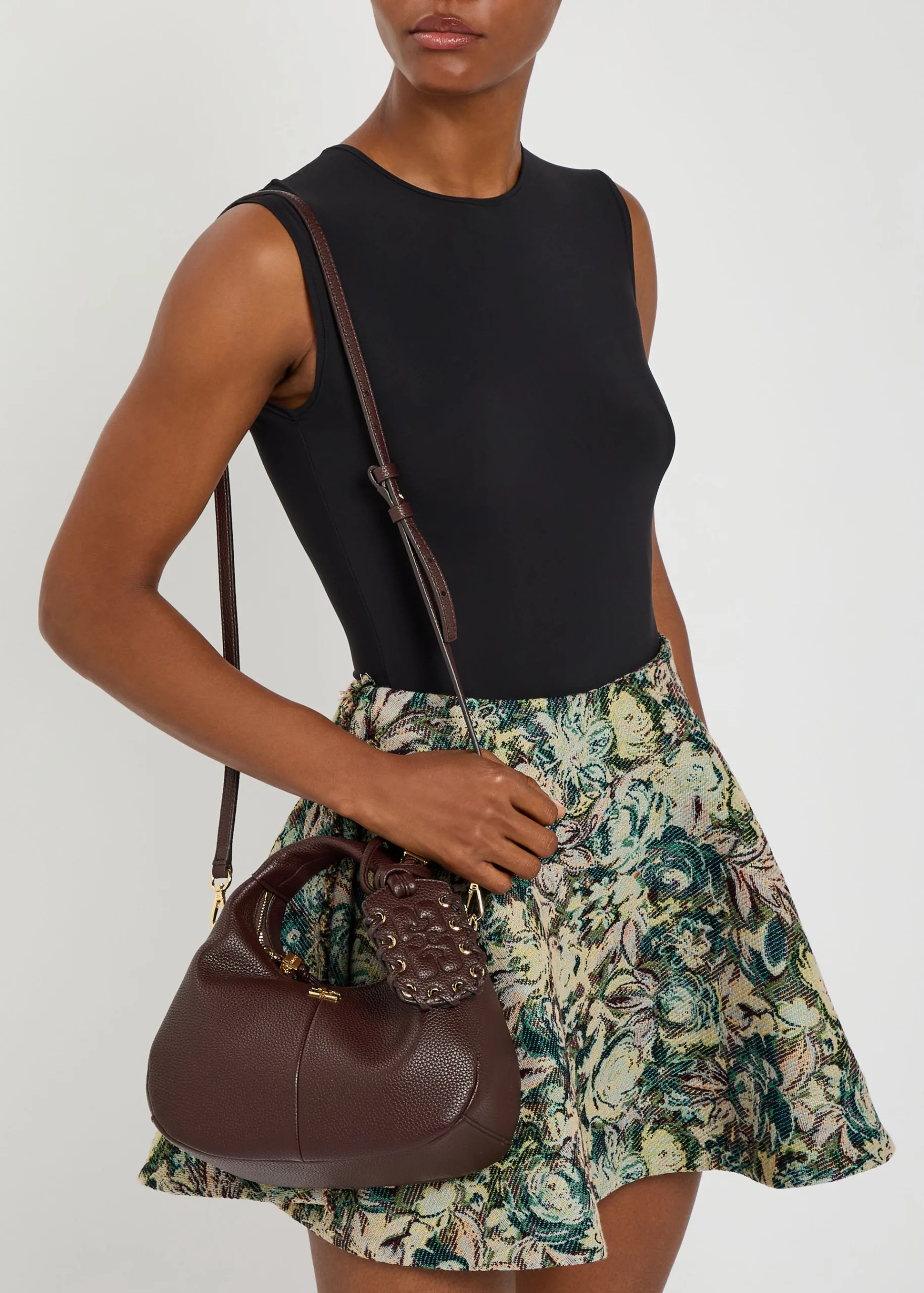 Ganni Mini Coffee Leather Hobo Bag