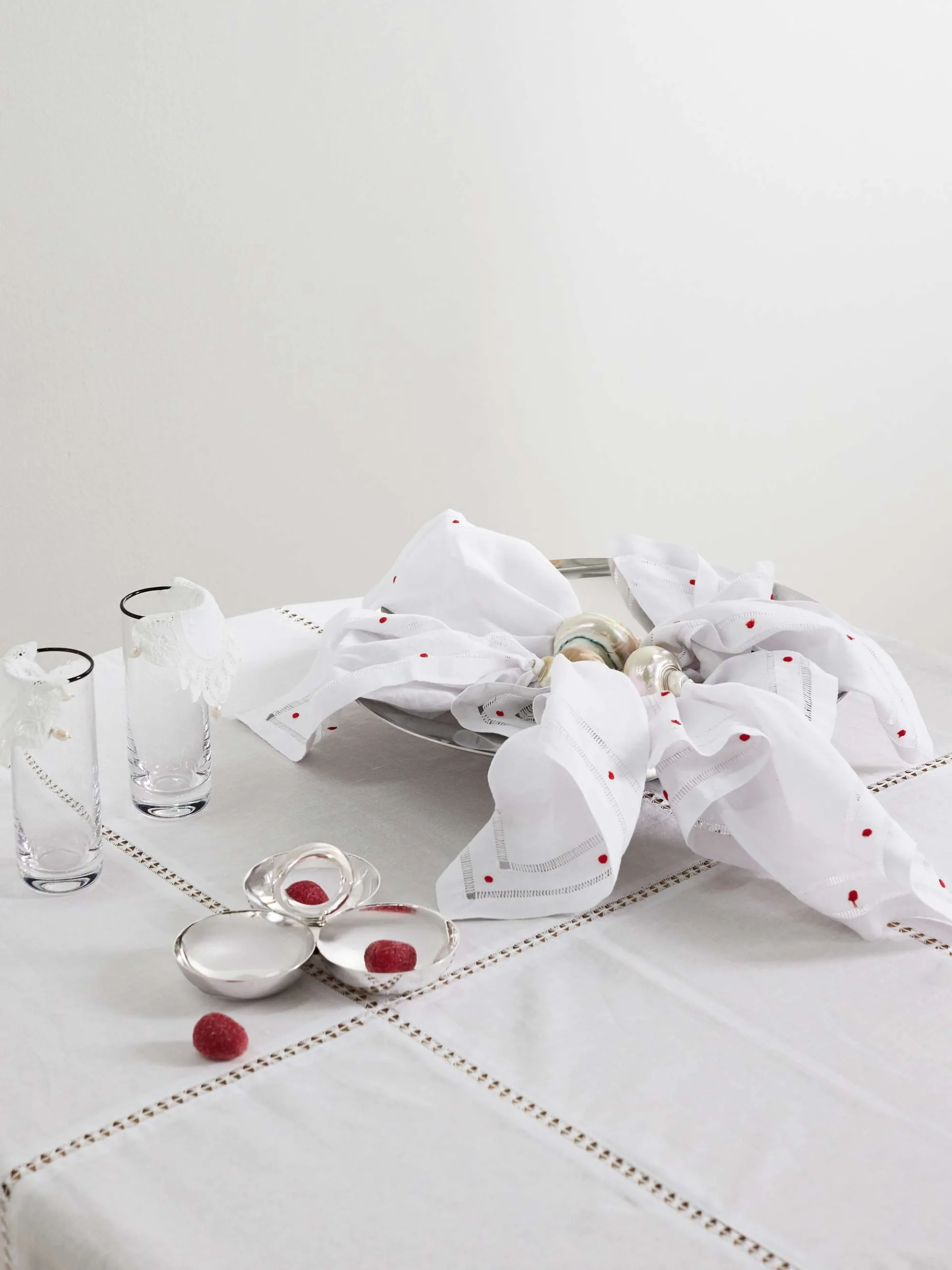 Gohar World Set of Four Embroidered Linen & Cotton Blend Napkins