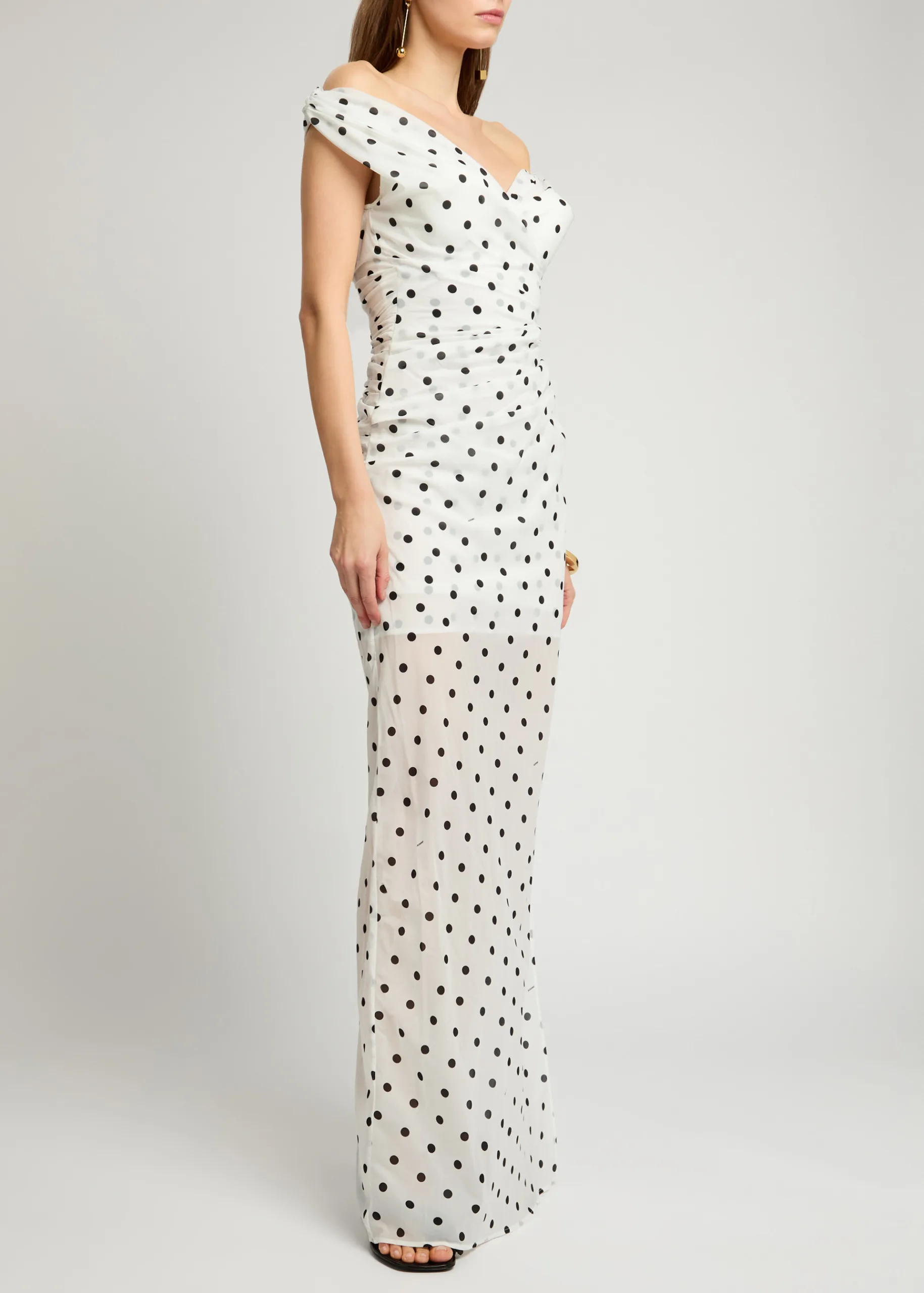 Jacquemus La Robe Rita White & Black Polka-Dot Jersey Maxi Dress