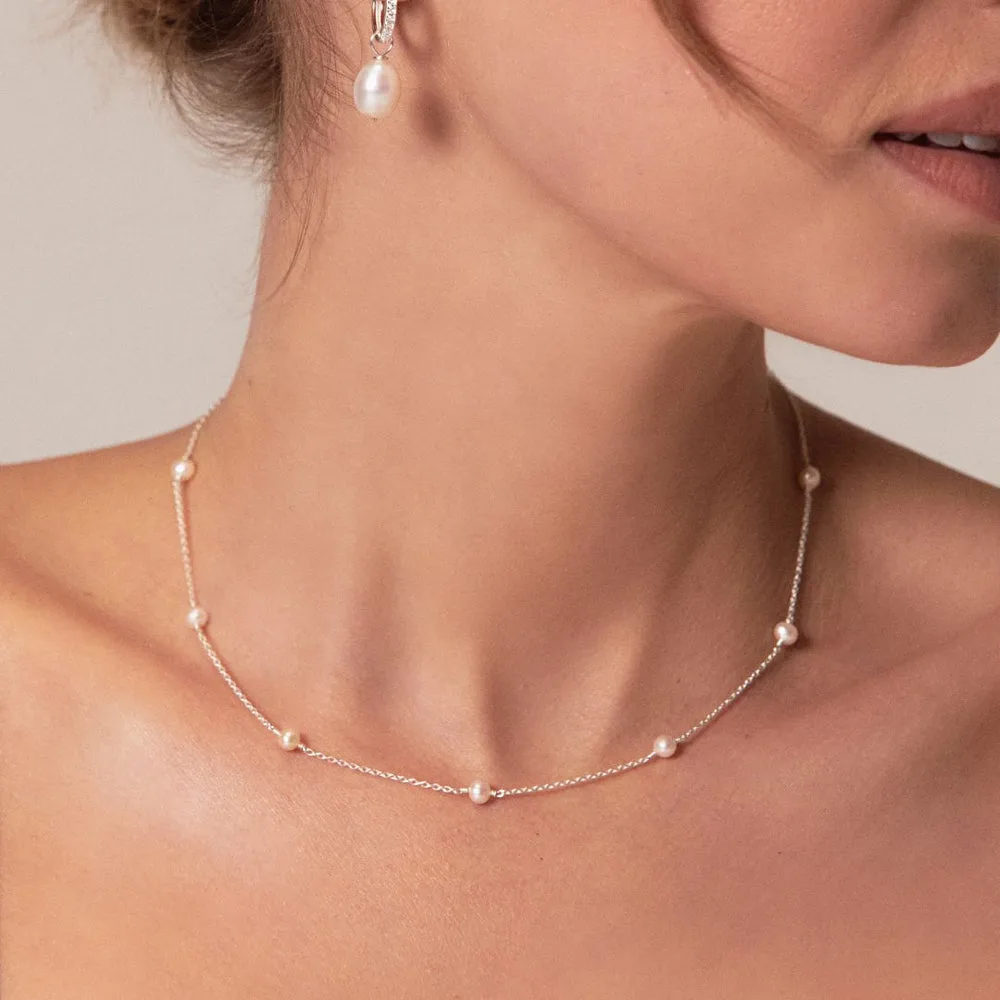 Lily & Roo Silver Ten Pearl Choker