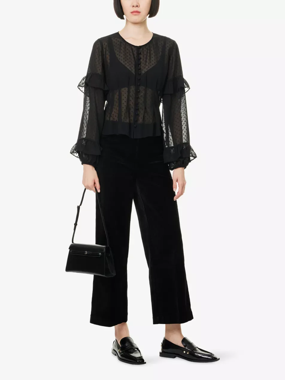 Paige Isolde Polka-Dot Black Woven Blouse