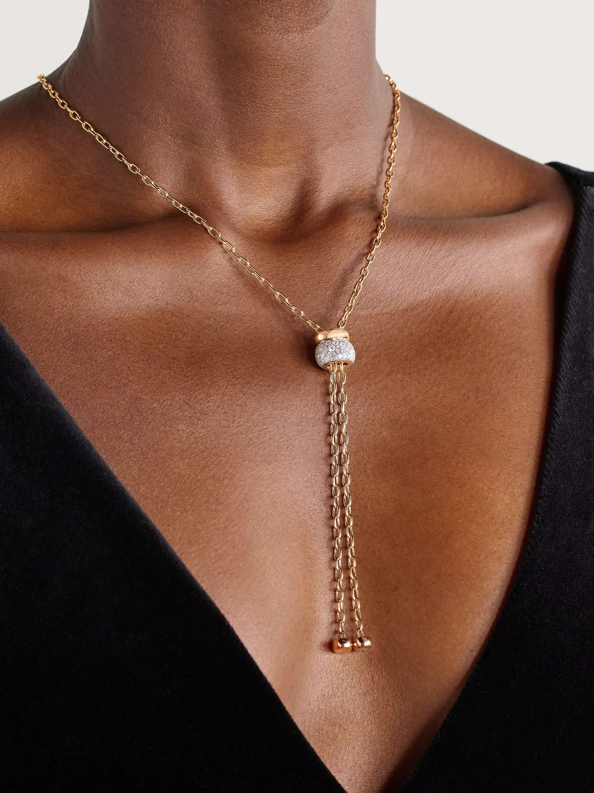 Pomellato Iconic Rhodium Plated 18k Rose Gold Diamond Pendant Necklace