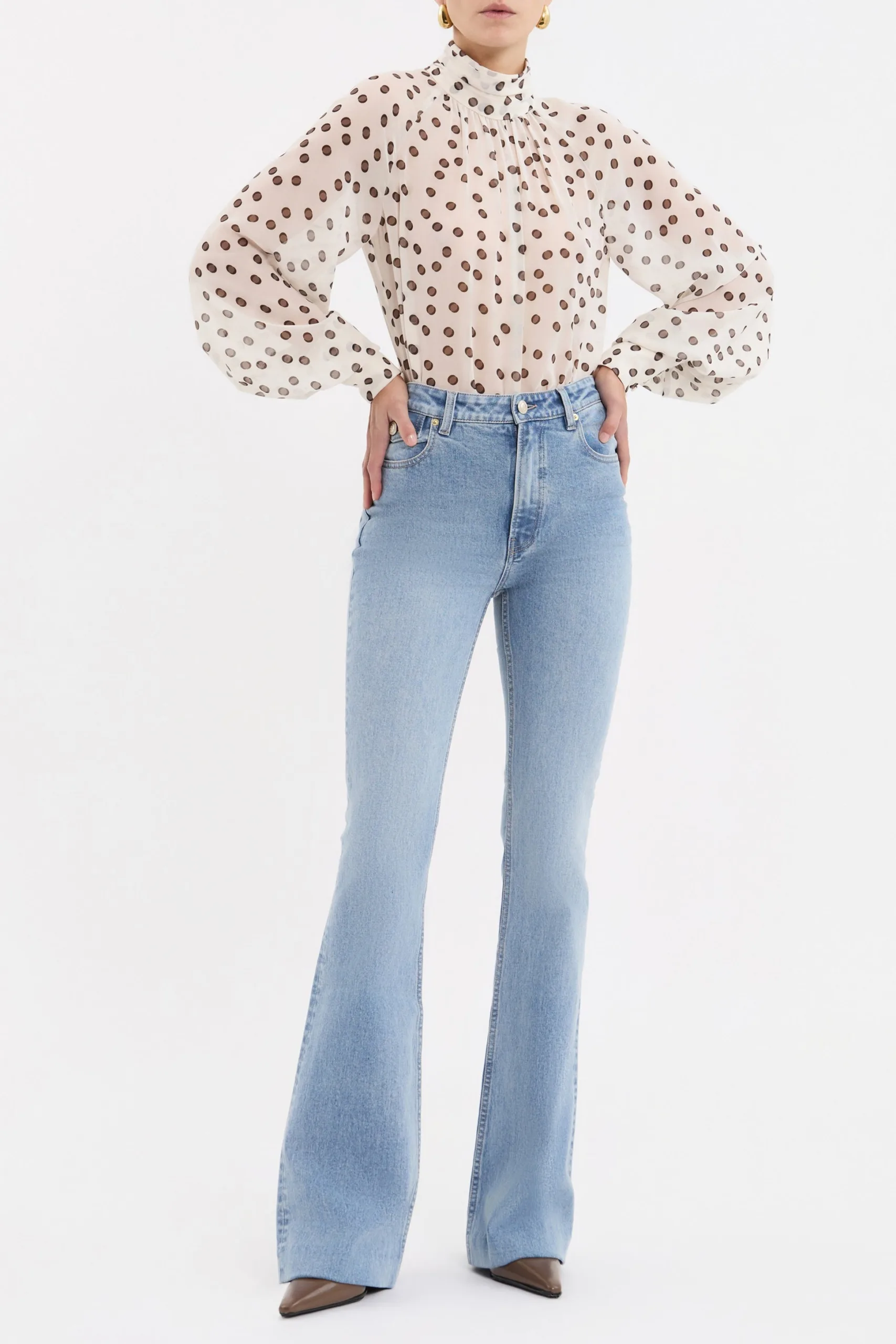 Rebecca Vallance Candice Ivory Polka-Dot Top
