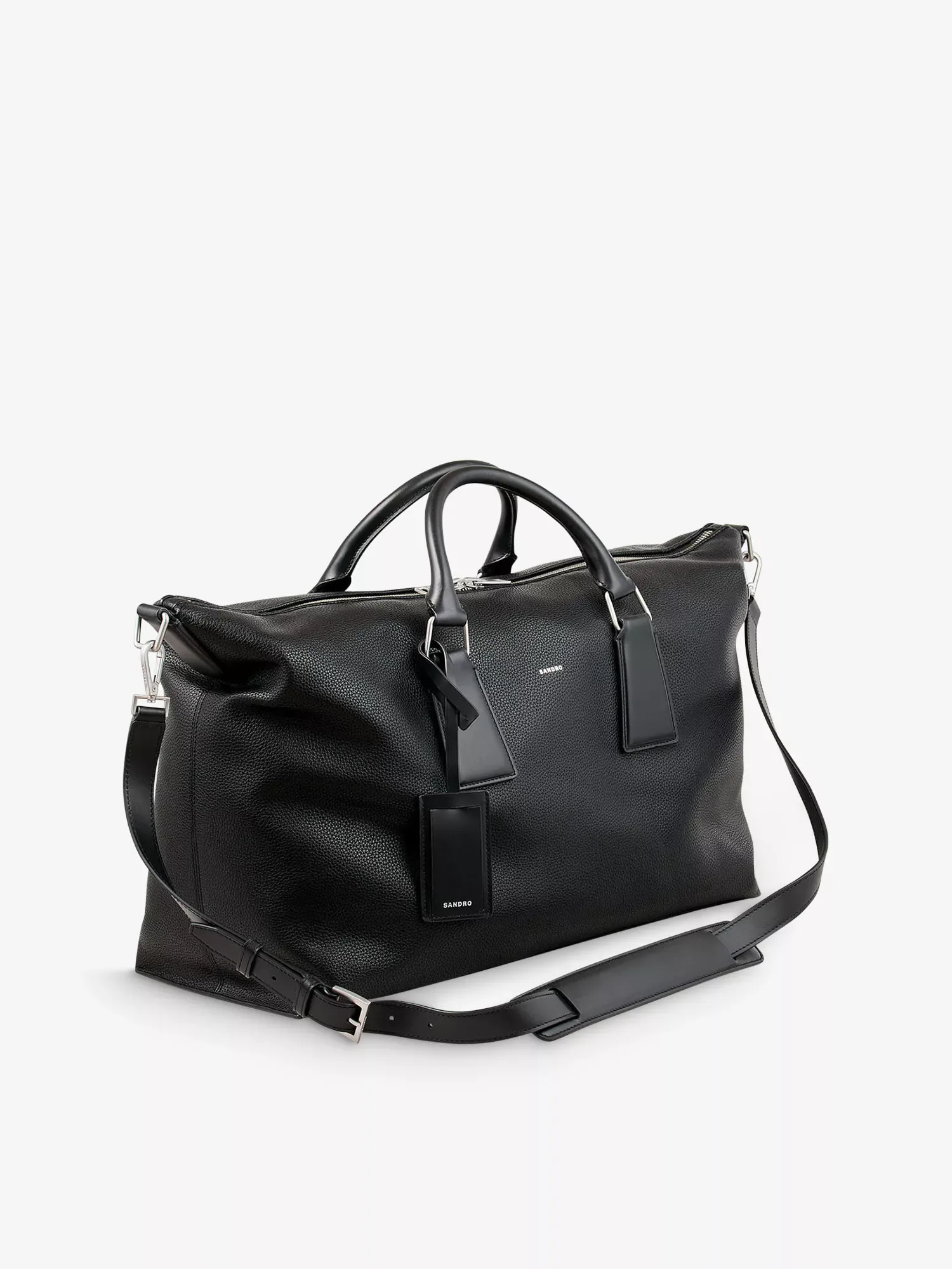 Sandro Brand Print Coated Noir Canvas Bag