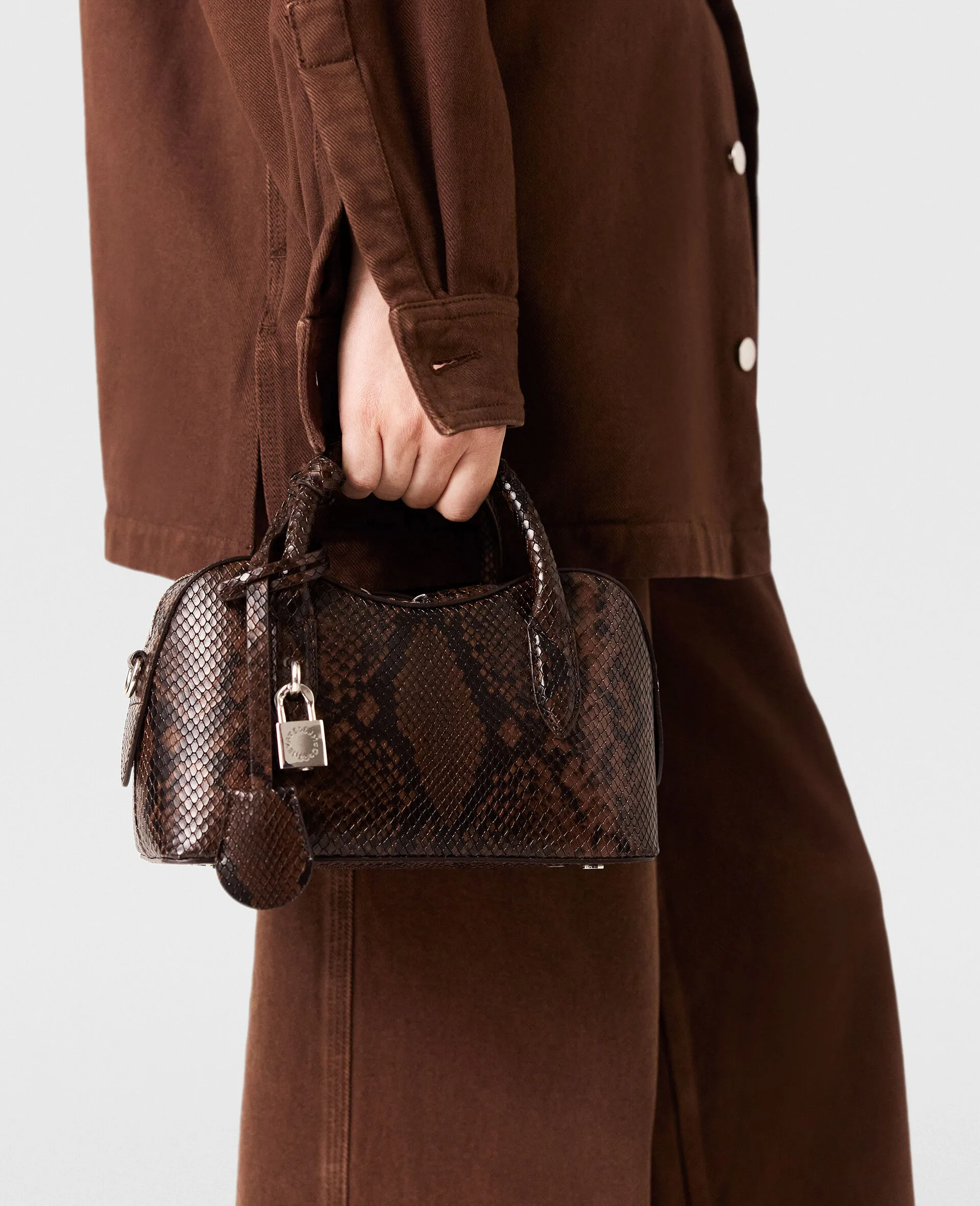 Stella McCartney Stella Ryder Snake Effect Espresso Shoulder Bag
