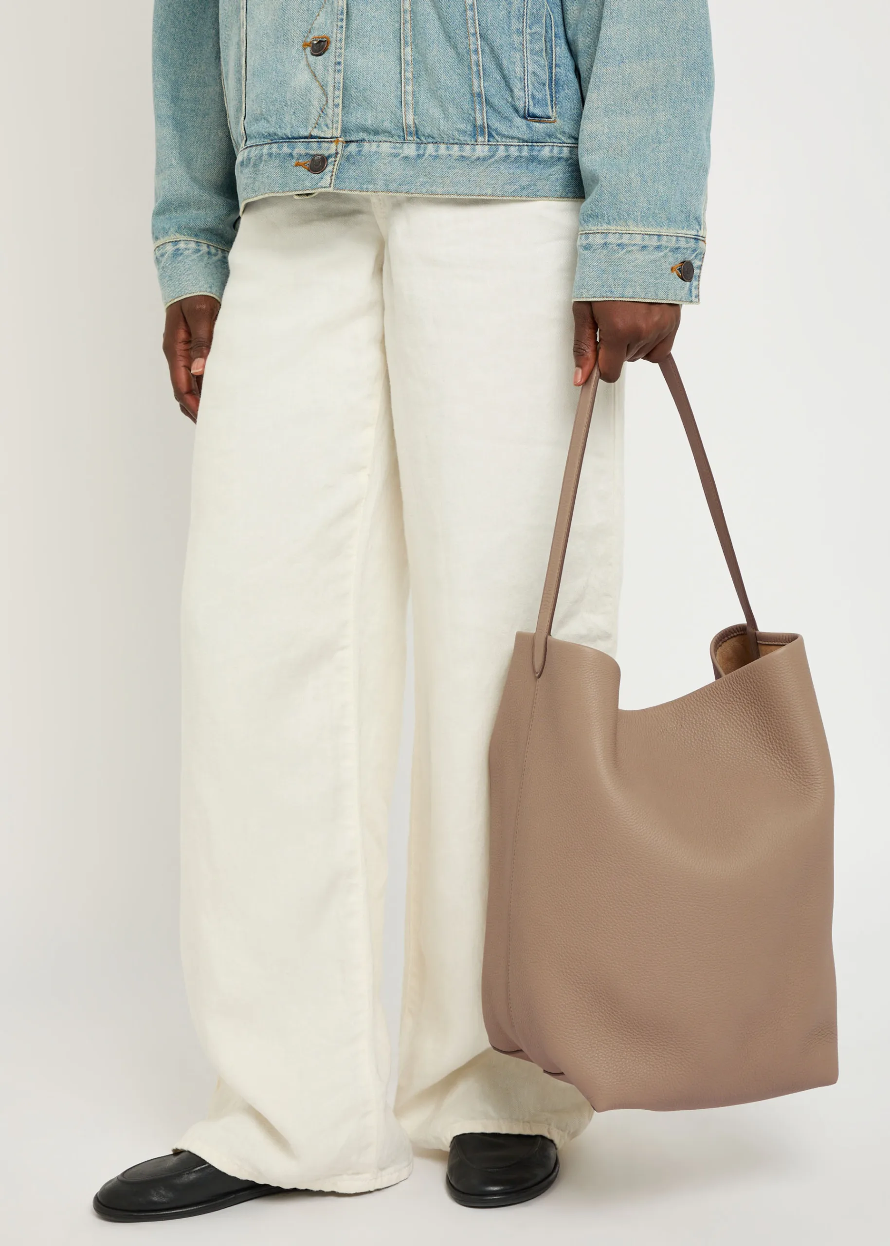 The Row Park Large Dark Taupe Leather Tote