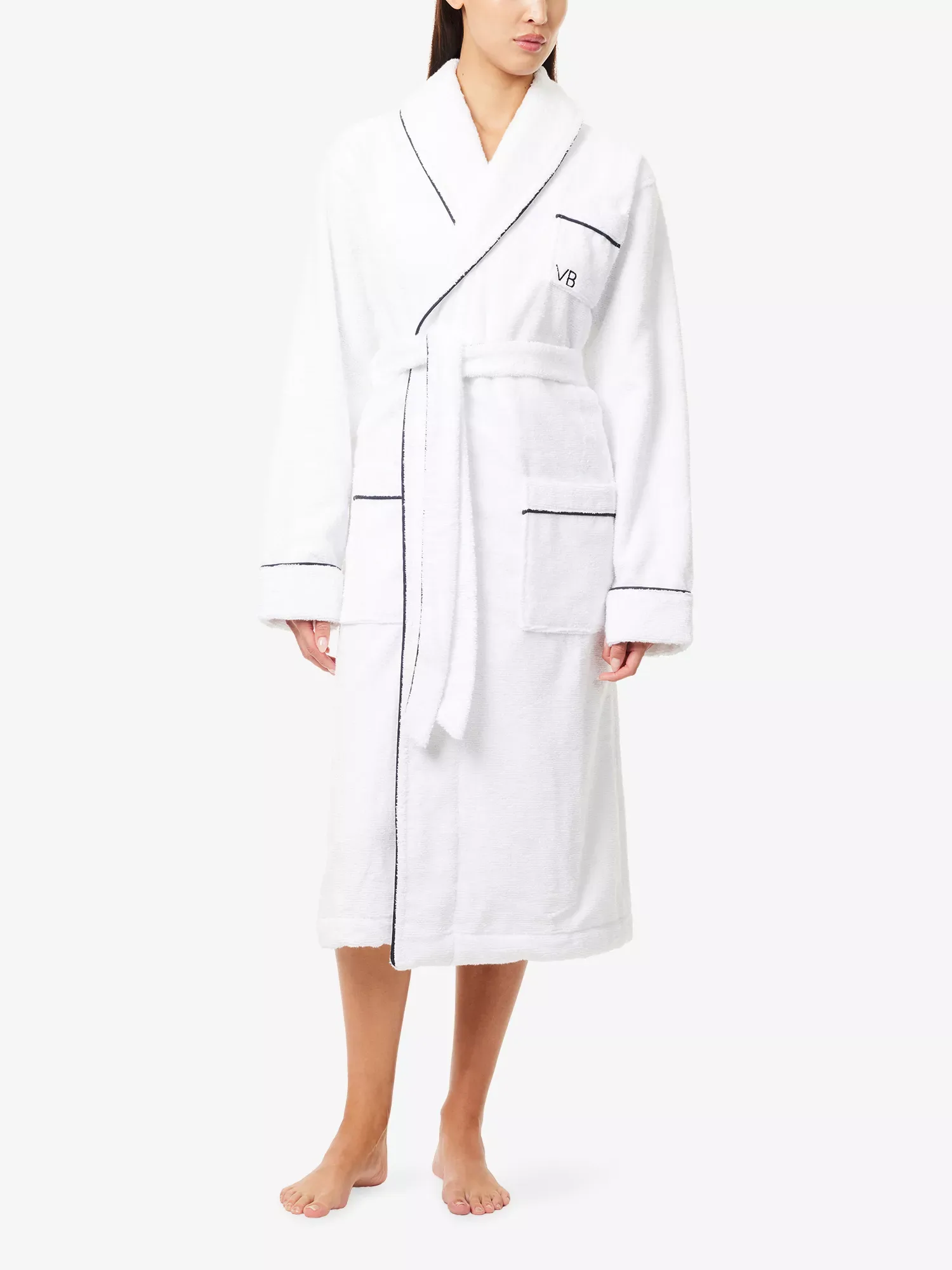 Victoria Beckham Embroidered Towelling White Cotton Robe