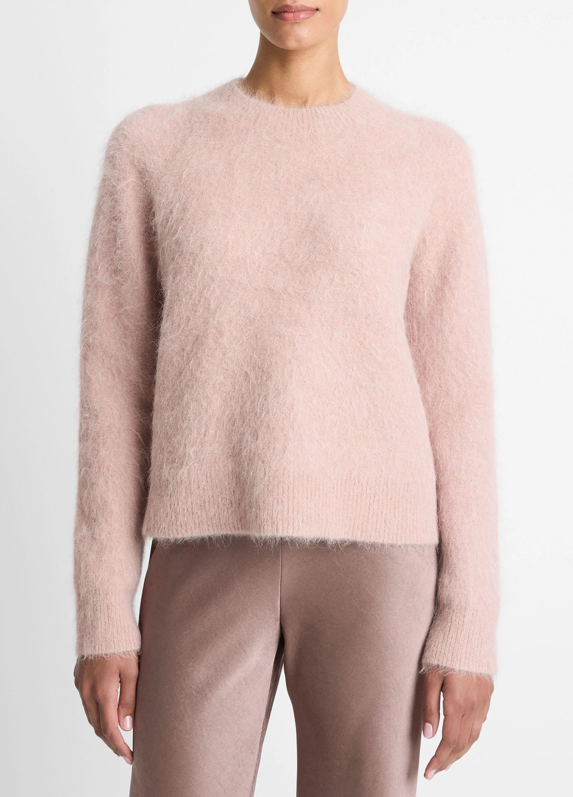Vince Brushed Alpaca Blend Beet Root Crew Neck Sweater
