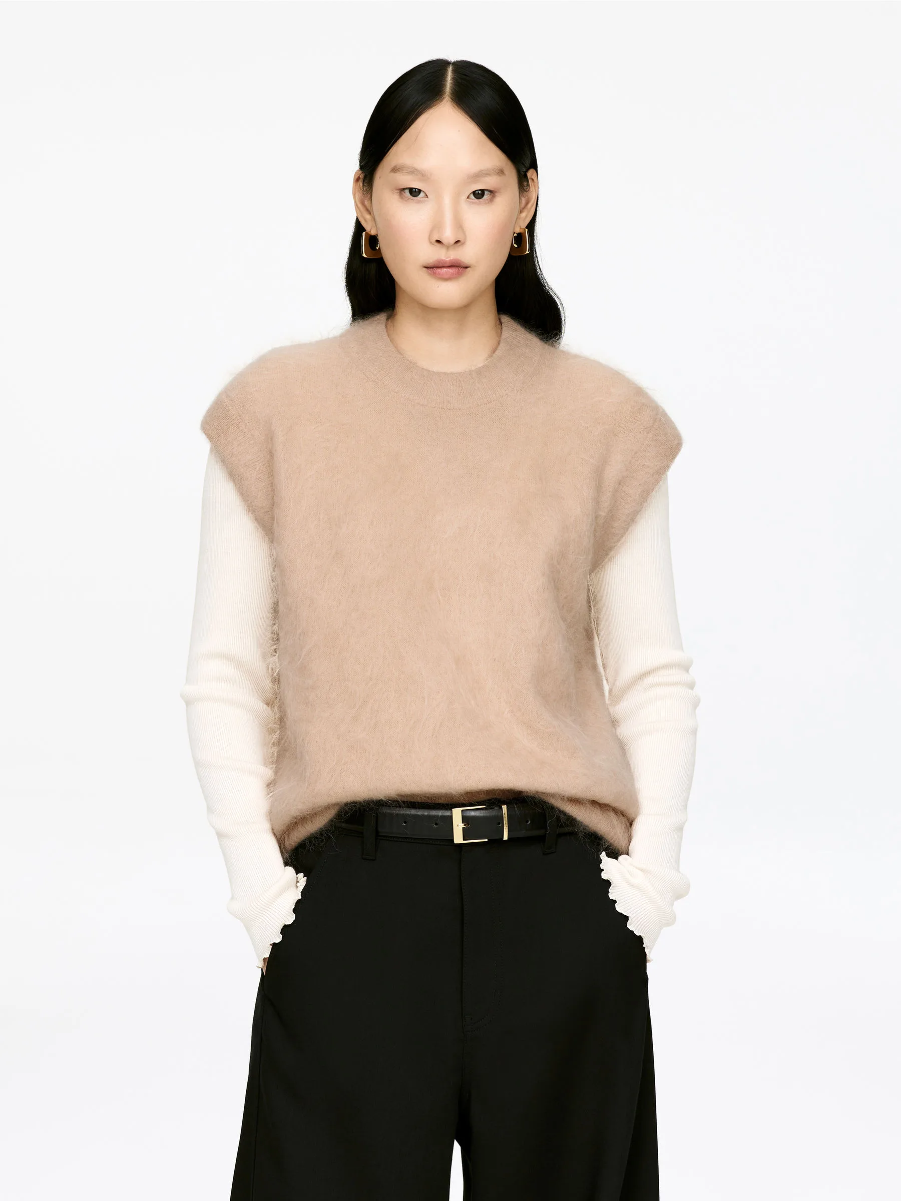 Arket Mohair-Wool Blend Cream Pink Vest