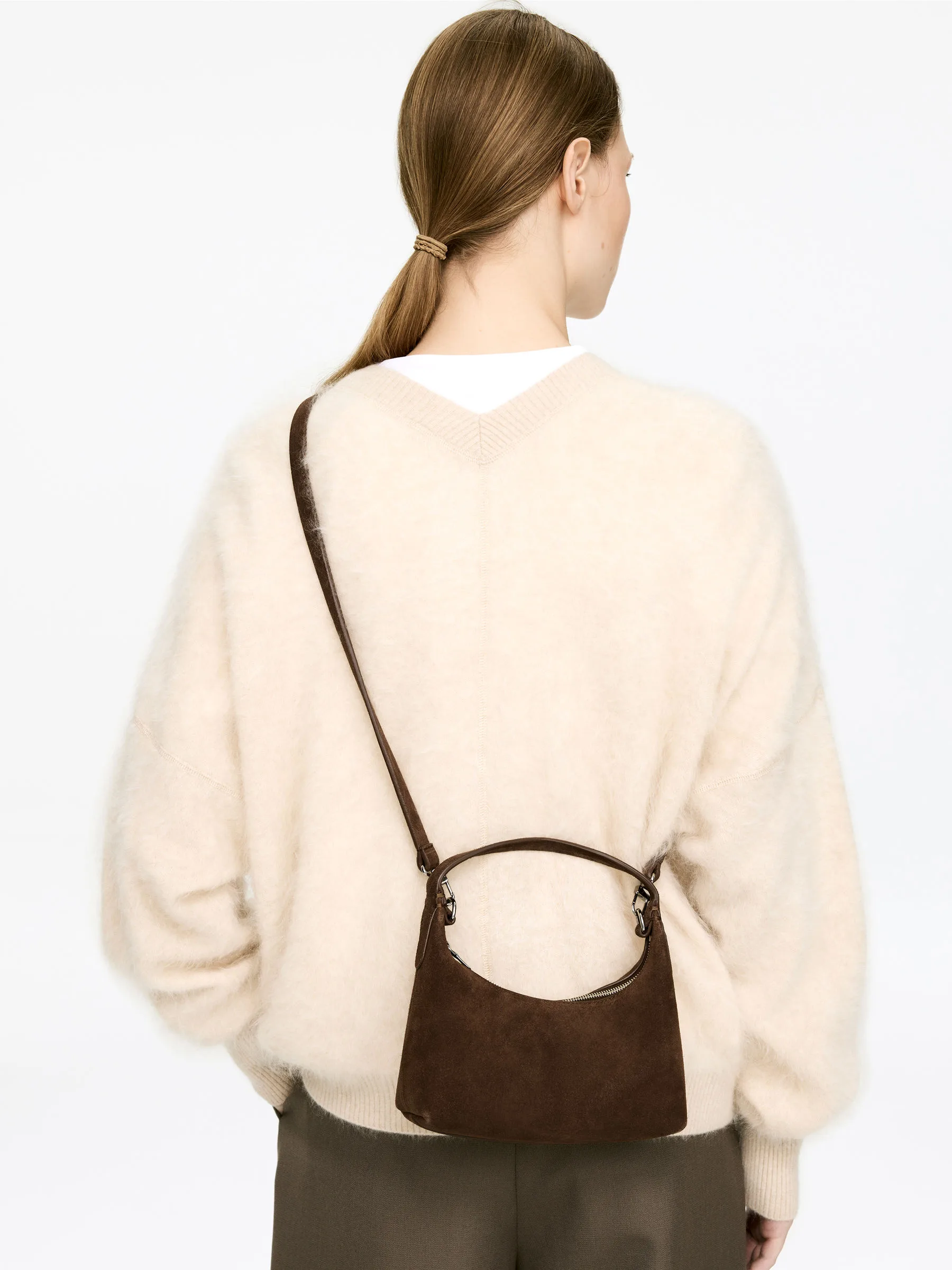 Arket Small Brown Suede Crossbody Bag
