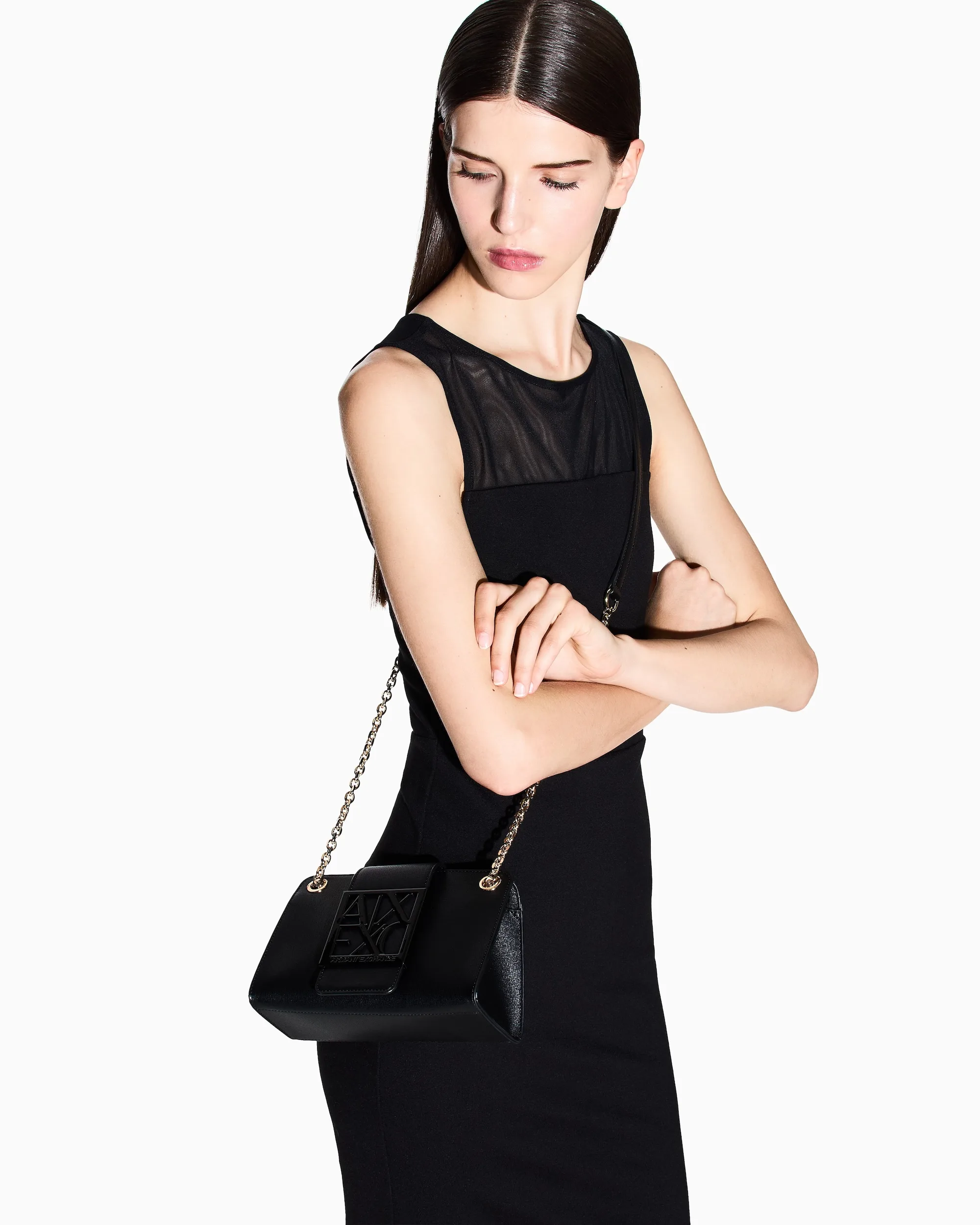 Armani Exchange Mini Bag in Black Technical Fabric