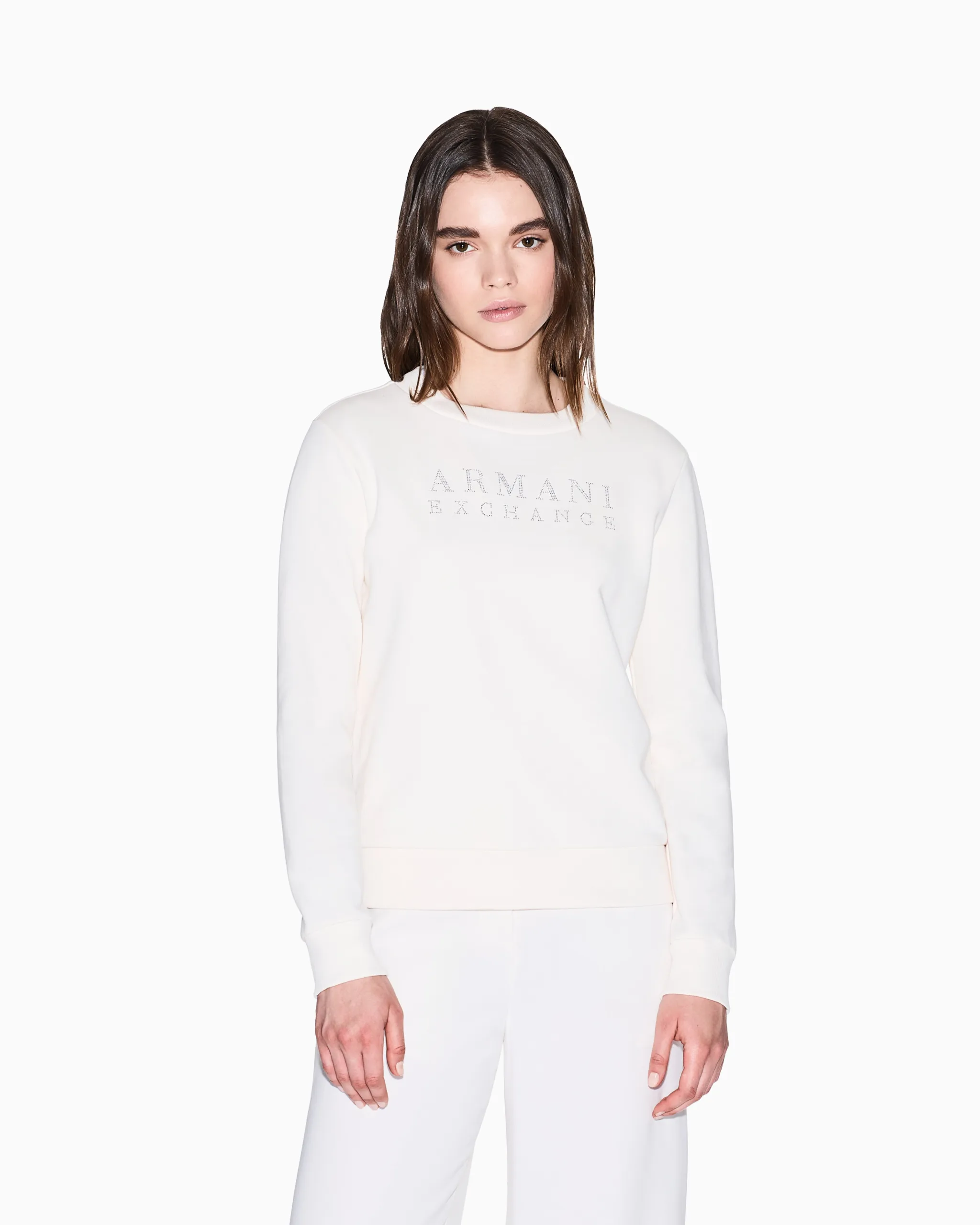 Armani Exchange White Crewneck Sweatshirt Small Logo