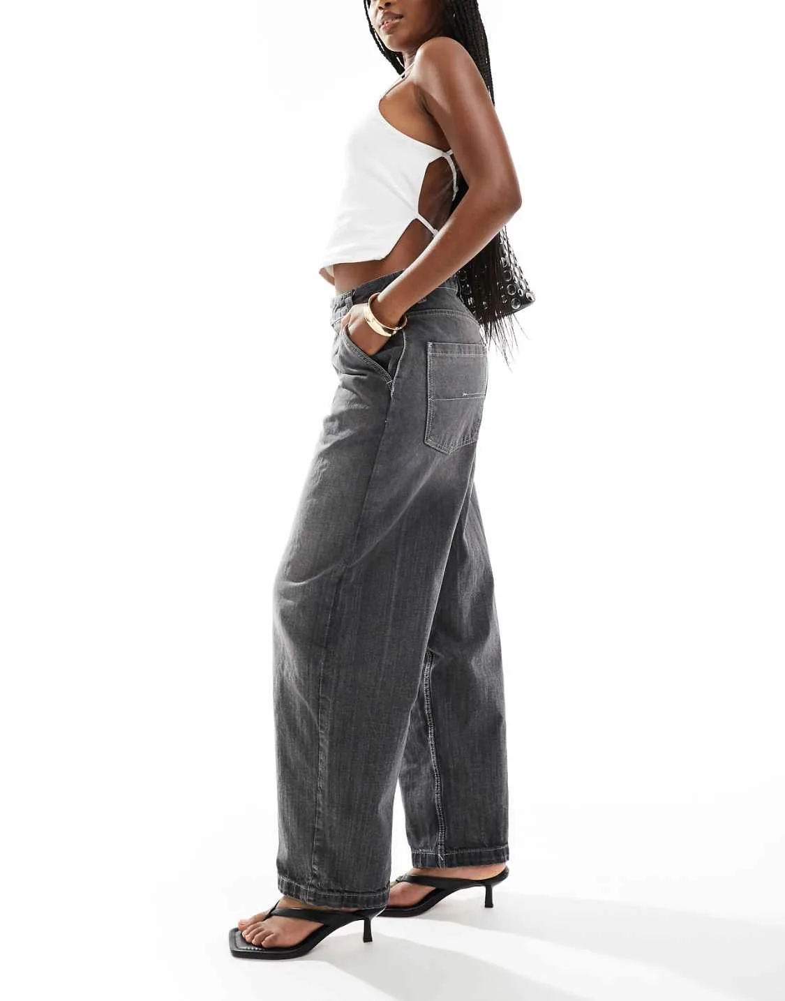 Bershka Baggy Skater Jeans in Dirty Grey