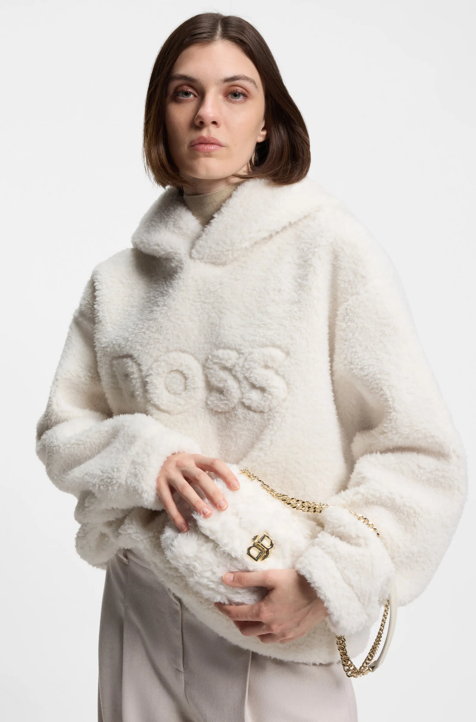 Boss x Steiff Teddy White Shoulder Bag with Chain Strap