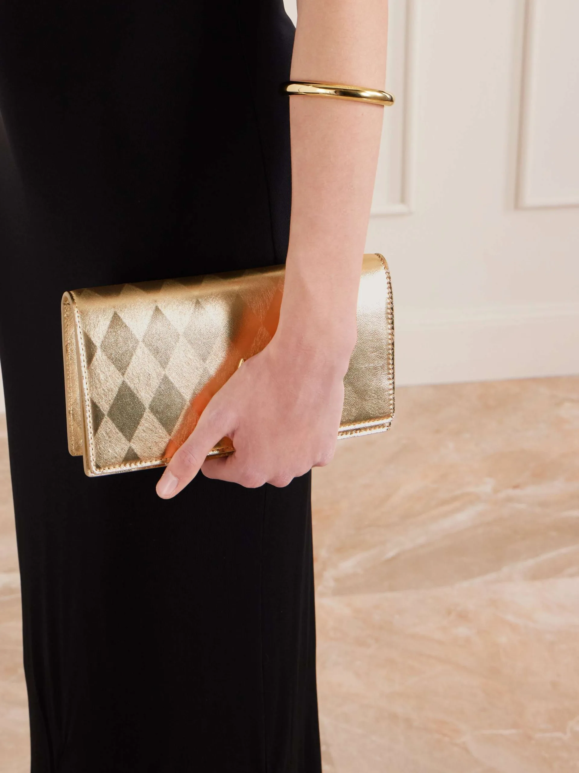Christian Louboutin Bettina Argyle Metallic Gold Leather Clutch