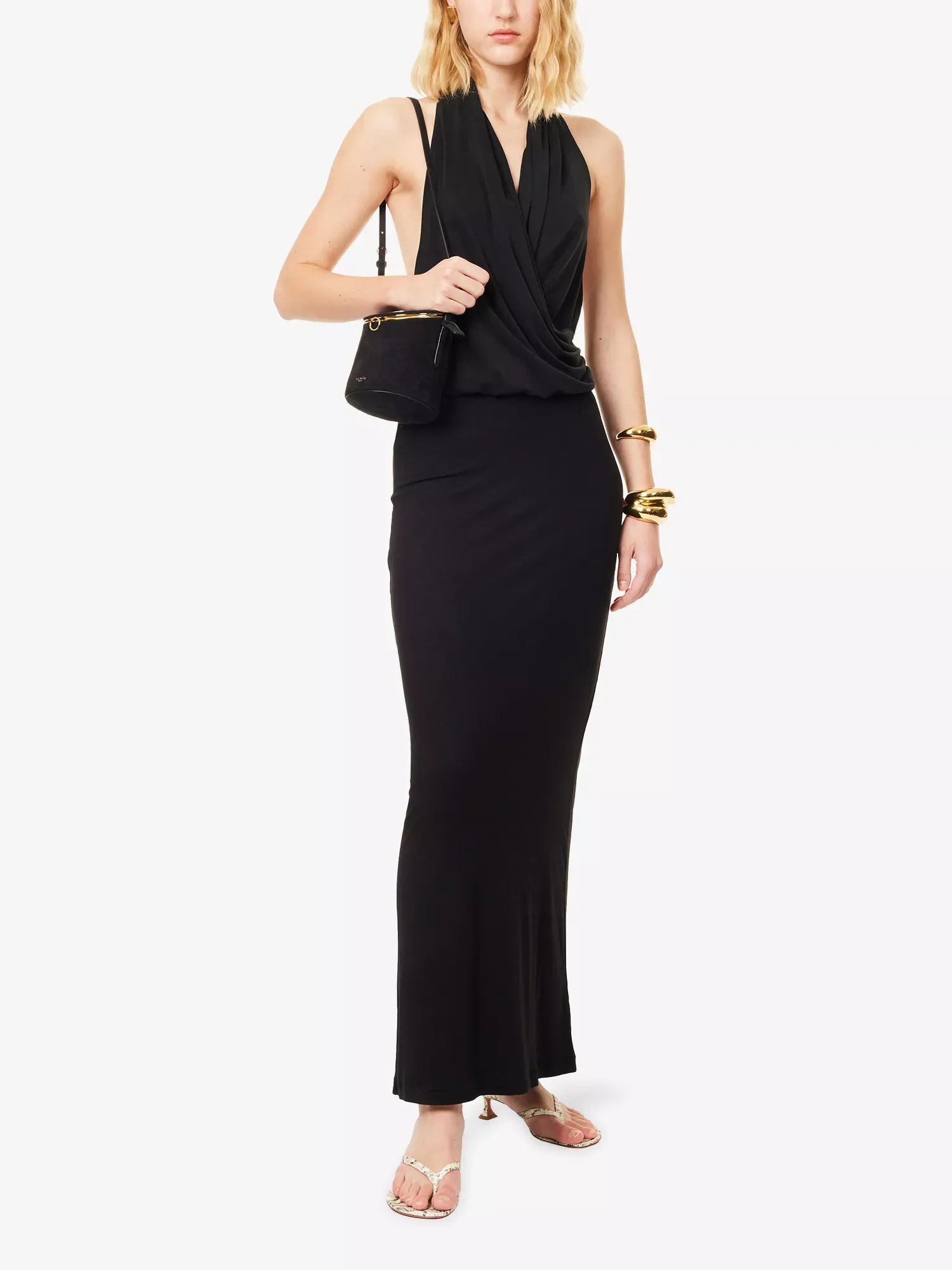 DISSH Felicity Halterneck Woven Black Midi Dress