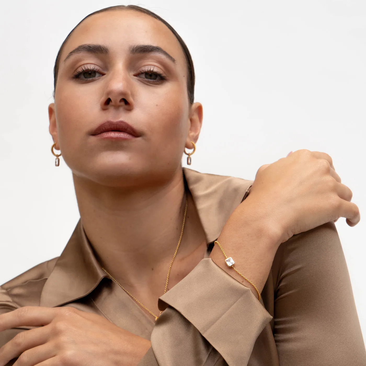 Dower & Hall White Topaz Octagon Chain Bracelet