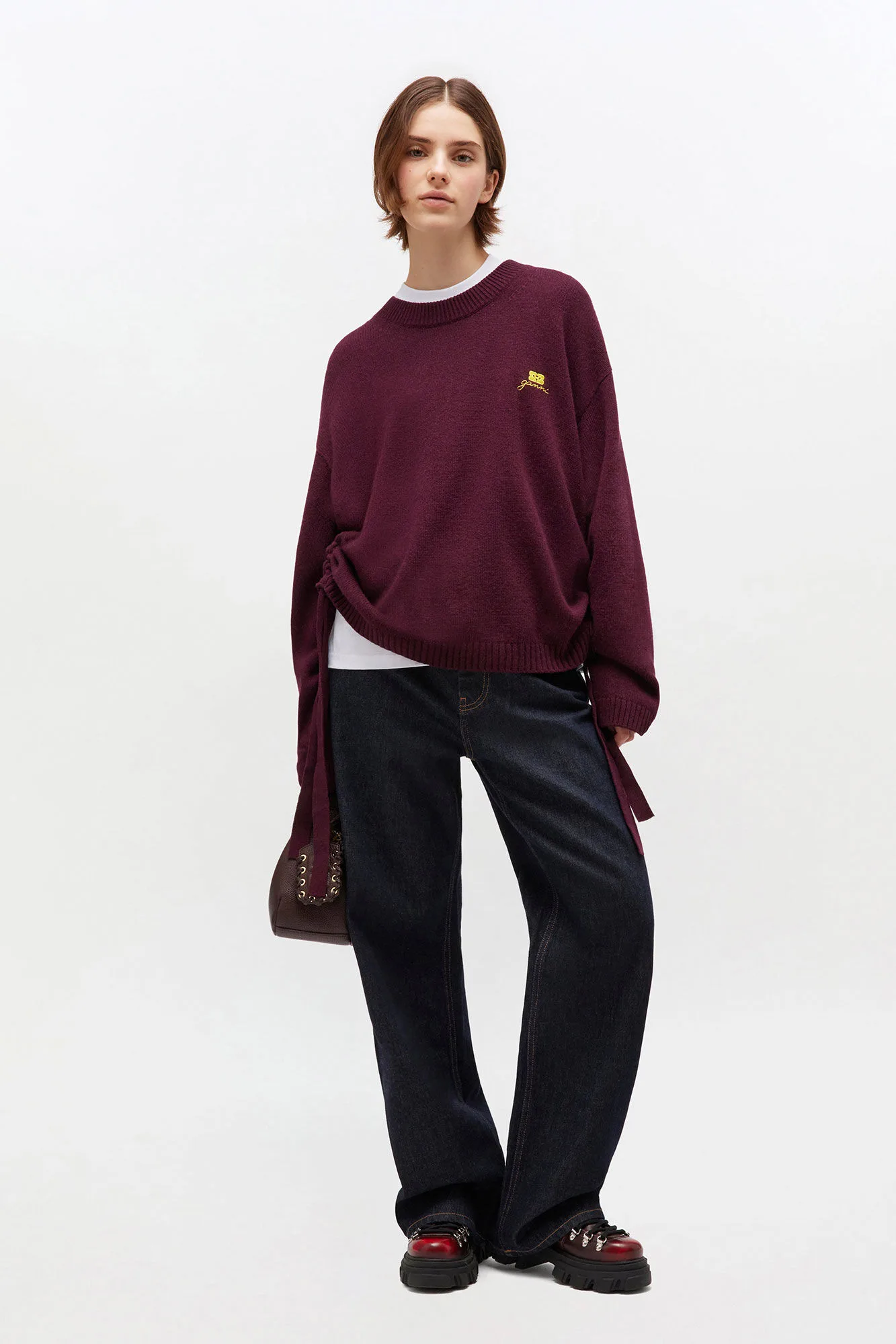 Ganni Burgundy Wool Mix Jumper
