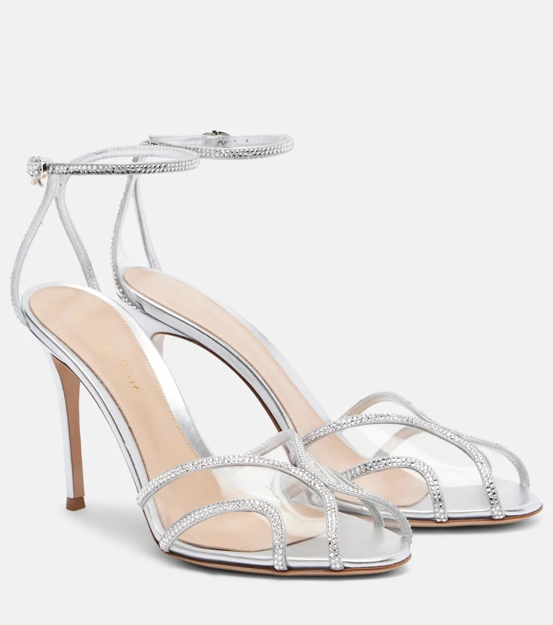 Gianvito Rossi Isabel 95 Embellished Suede & PVC Sandals