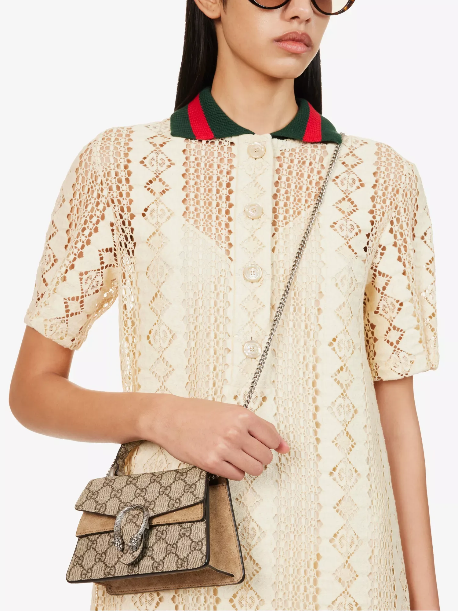 Gucci Dionysus Taupe Canvas Mini Top Handle Bag