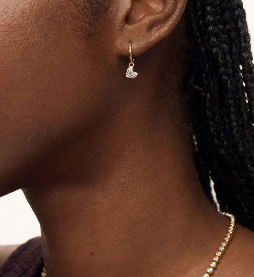 Monica Vinader Heart Diamond Huggie Earrings