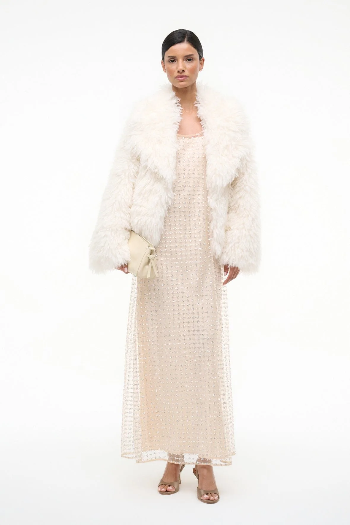 Staud Soprano Faux-Mongolian Fur Ivory Jacket