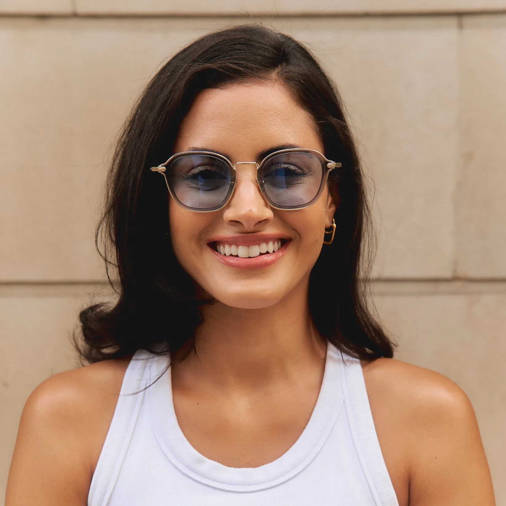 Taylor Morris The Berkeley Grey Crystal & Blue Sunglasses