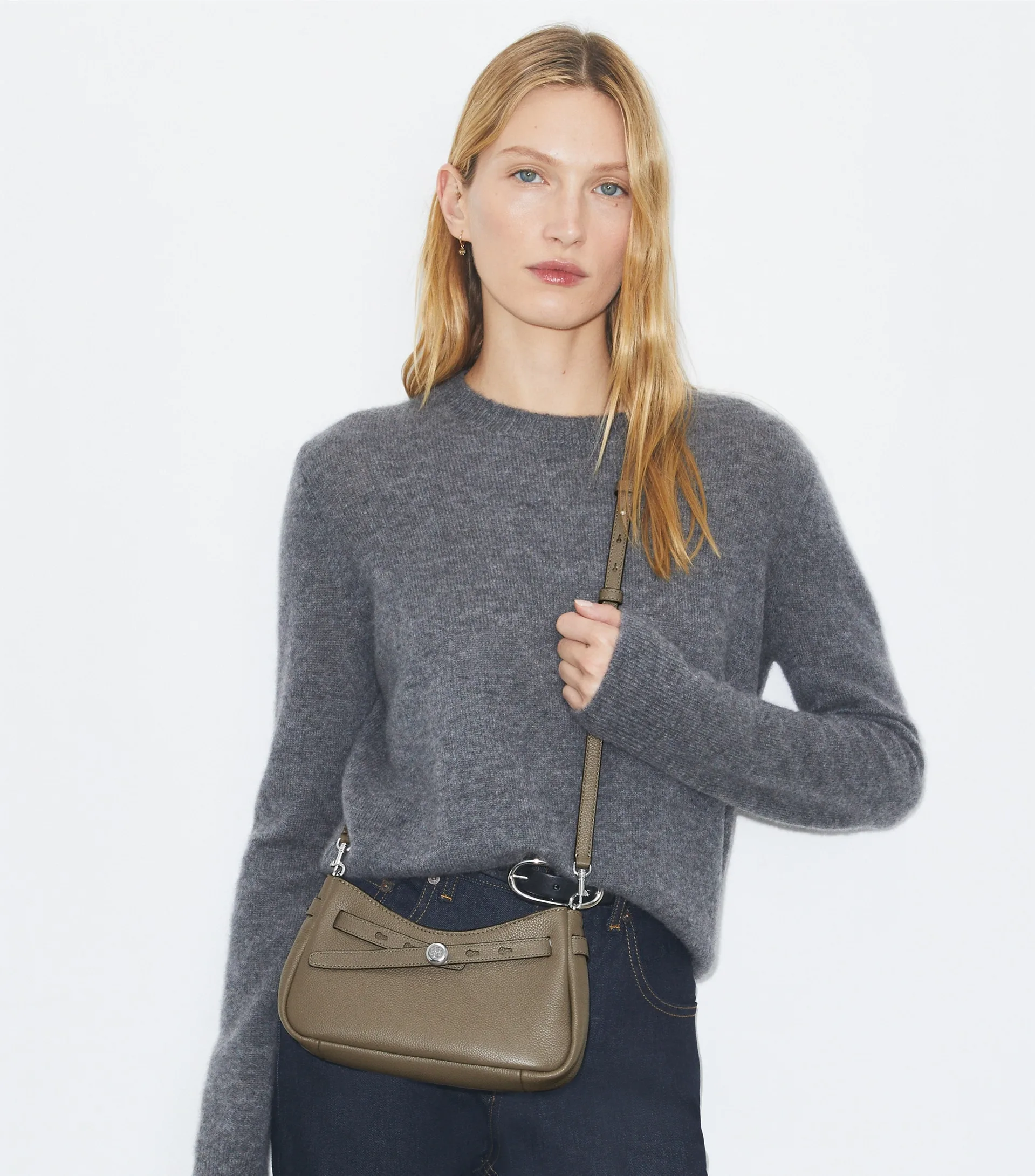 Tory Burch Romy Zip Wild Mushroom Leather Crossbody