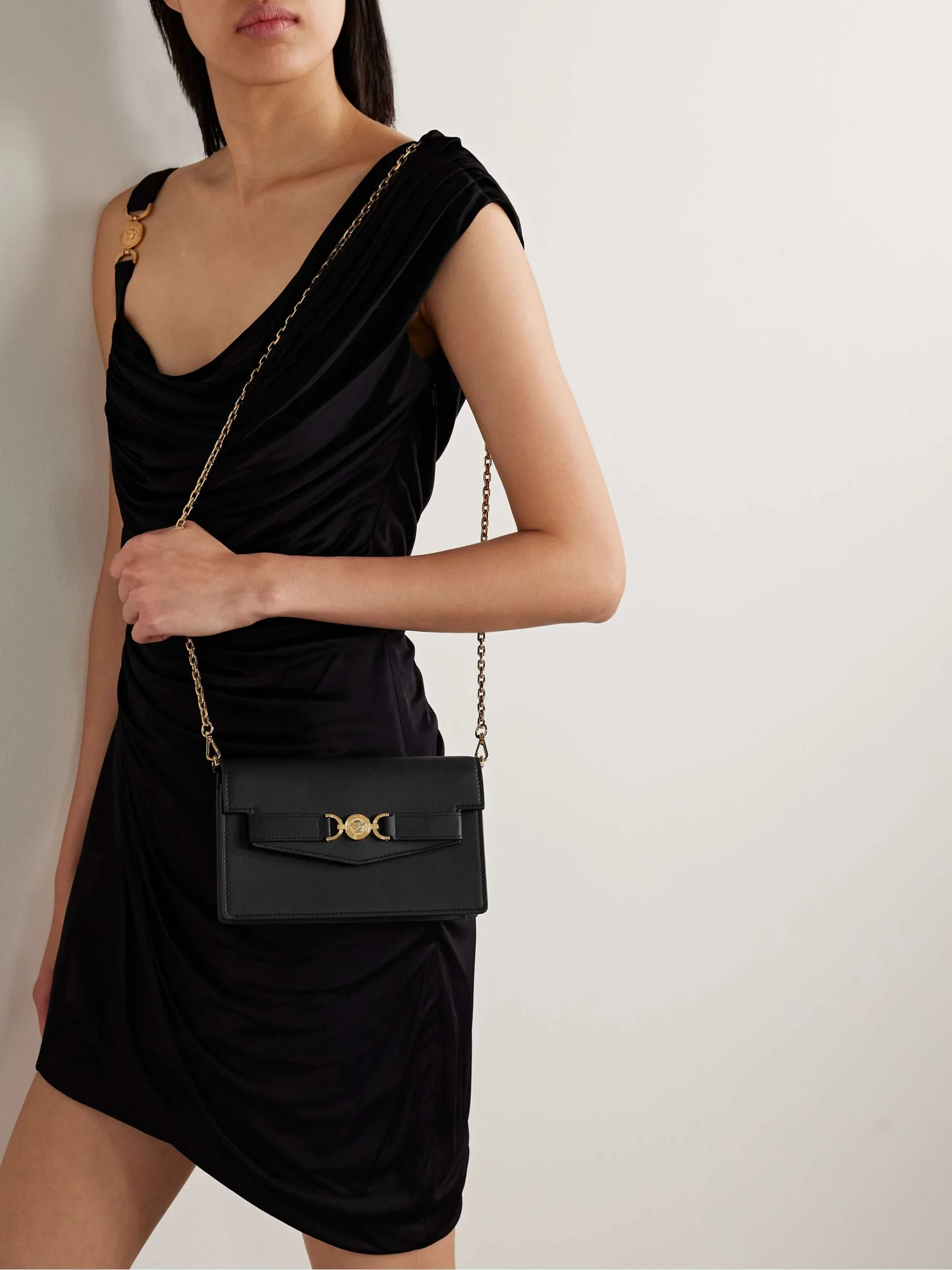 Versace Black Leather Mini Shoulder Bag