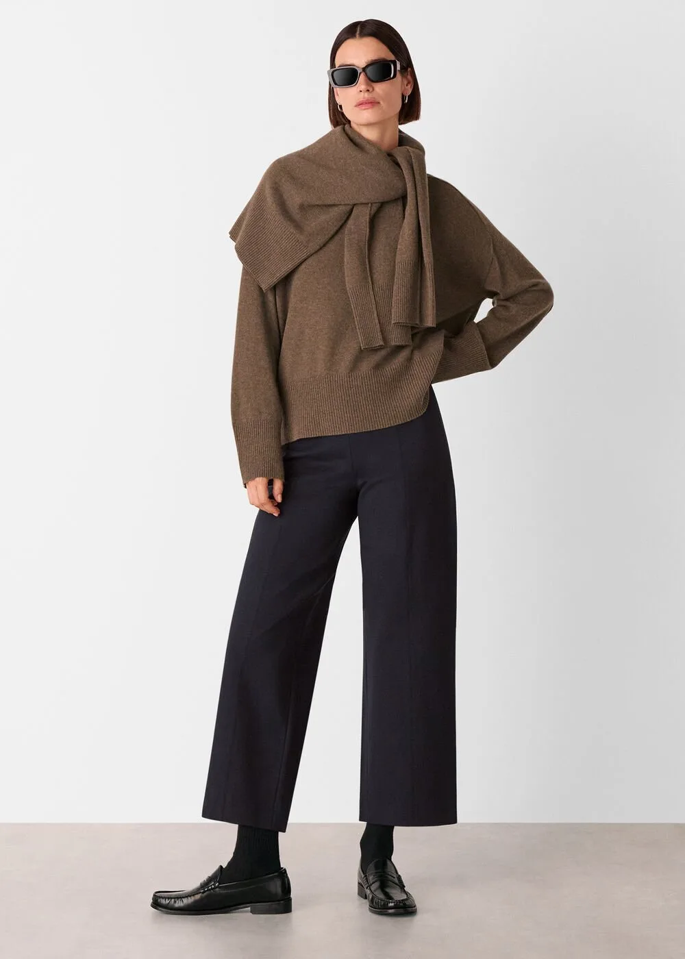 Whistles Black Camilla Wide Leg Trousers