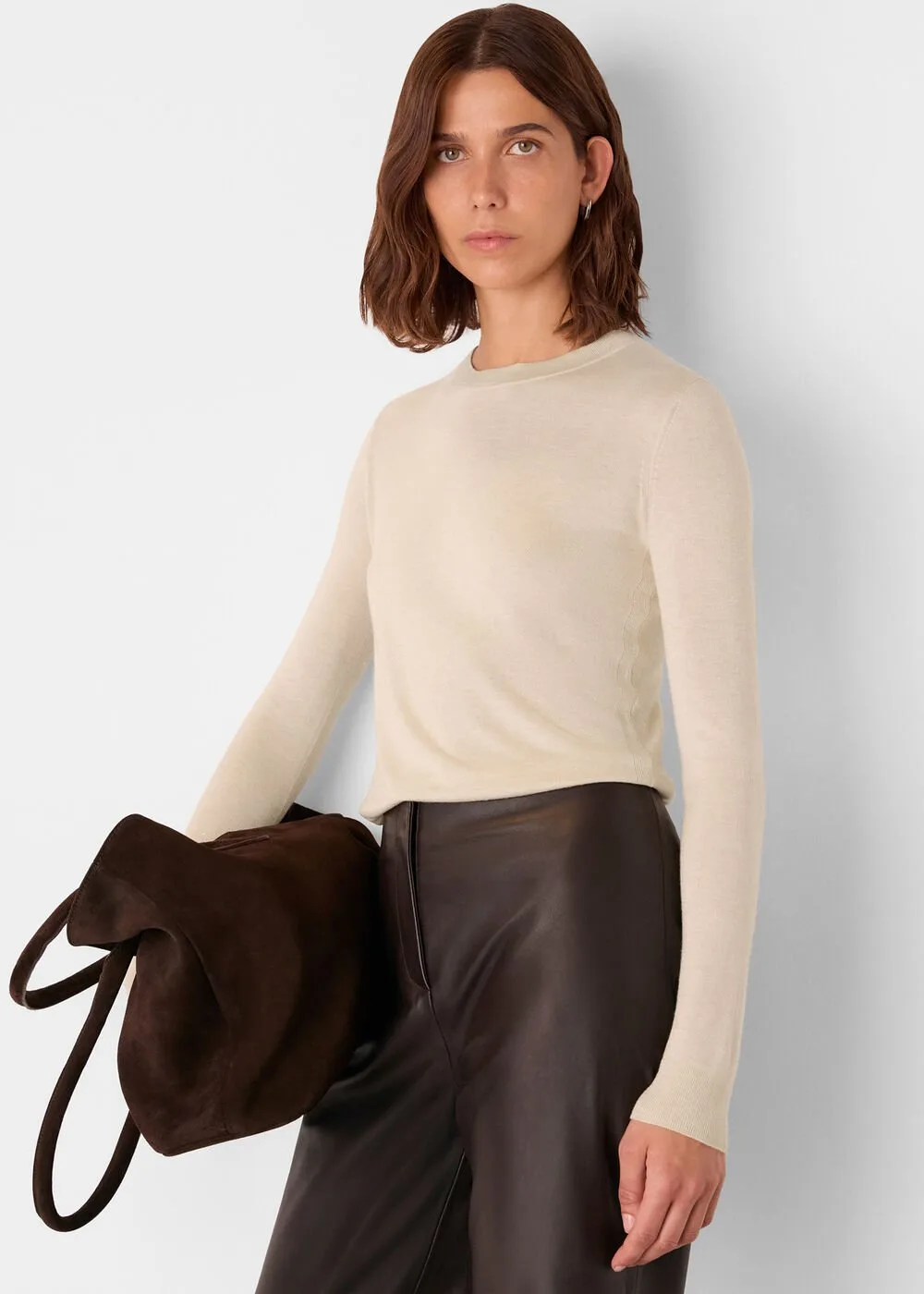 Whistles Ivory Annie Sparkle Crew Neck Sweater