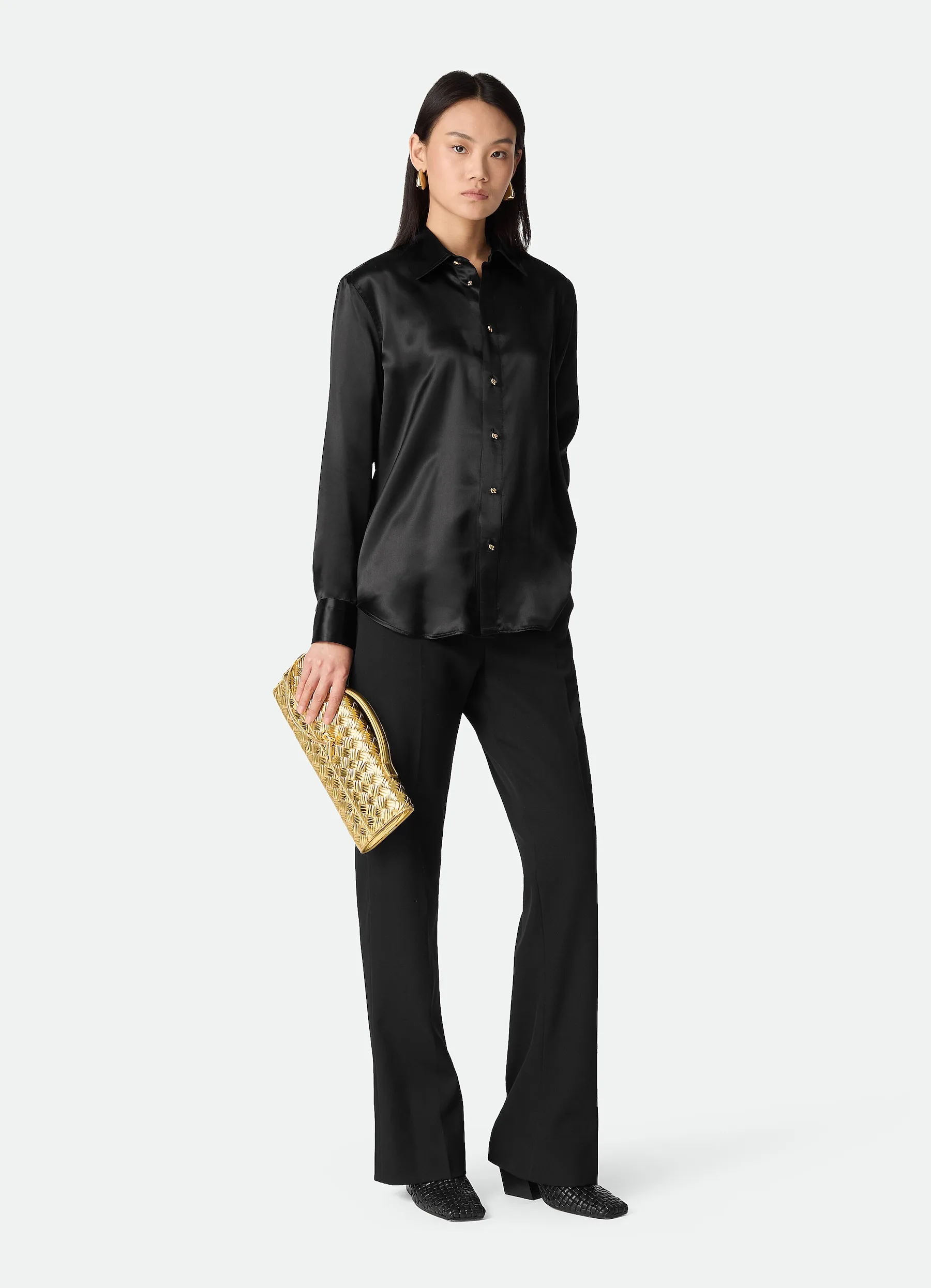 Bottega Veneta Andiamo Metallic Gold Clutch