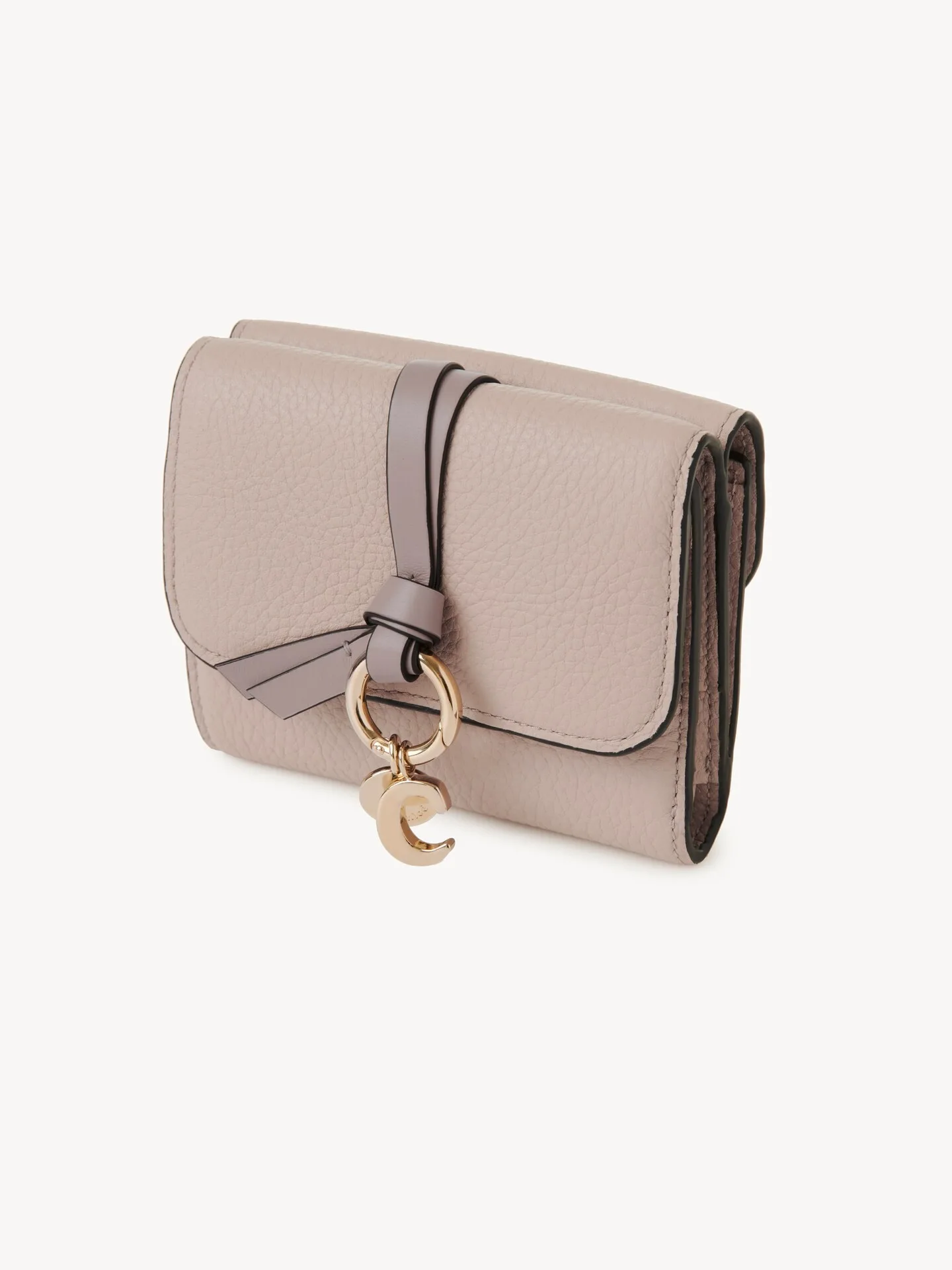 Chloé Small Alphabet Tri Fold Beige Leather Wallet