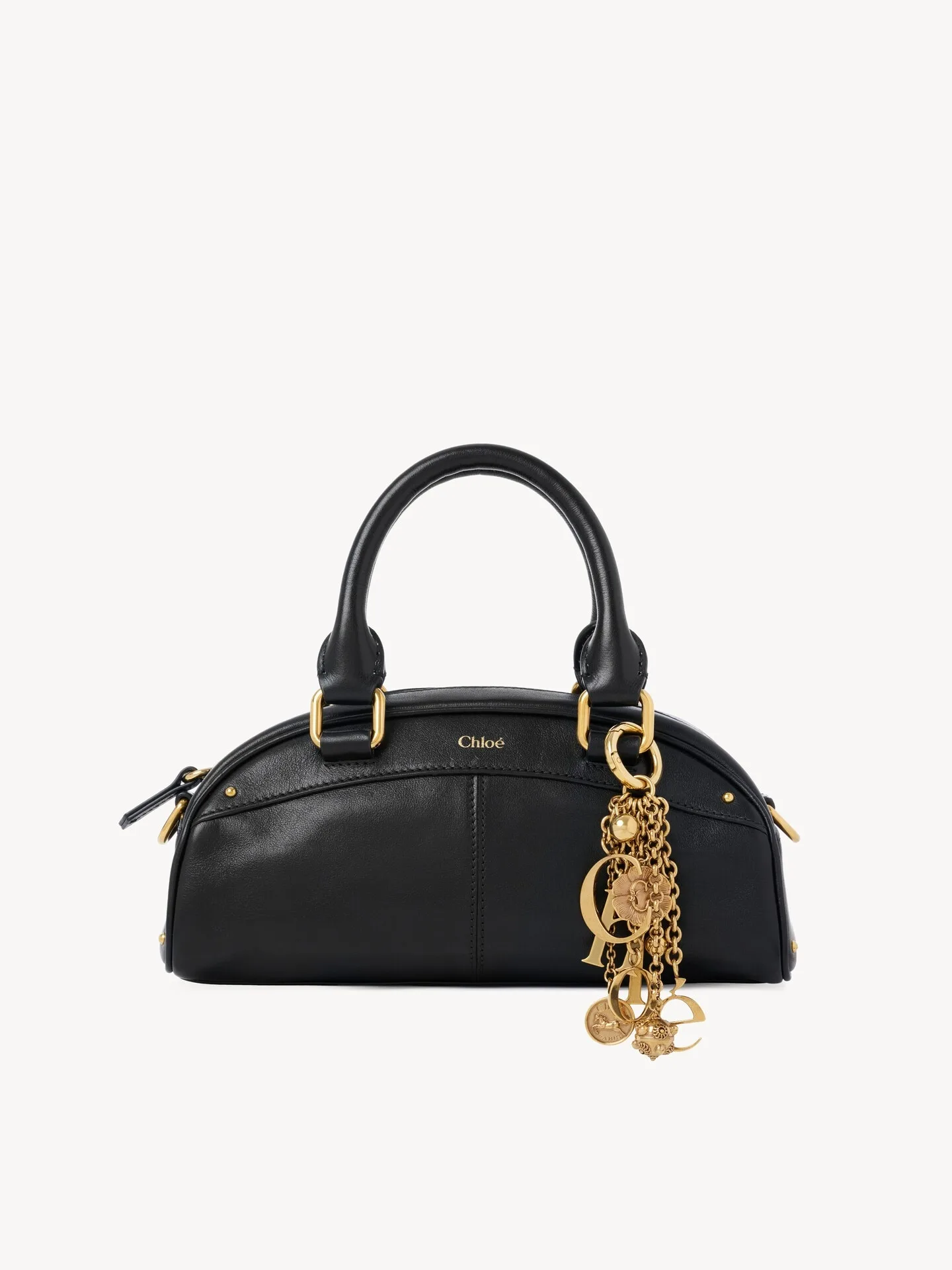 Chloe Small Bowling Bag in Soft Black Leather