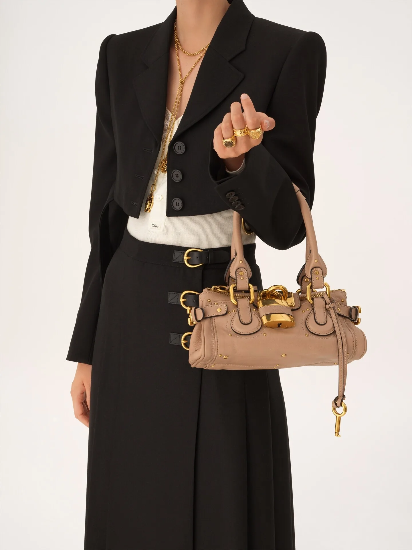 Chloe Small Paddington Bag in Early Pink Grained Leather