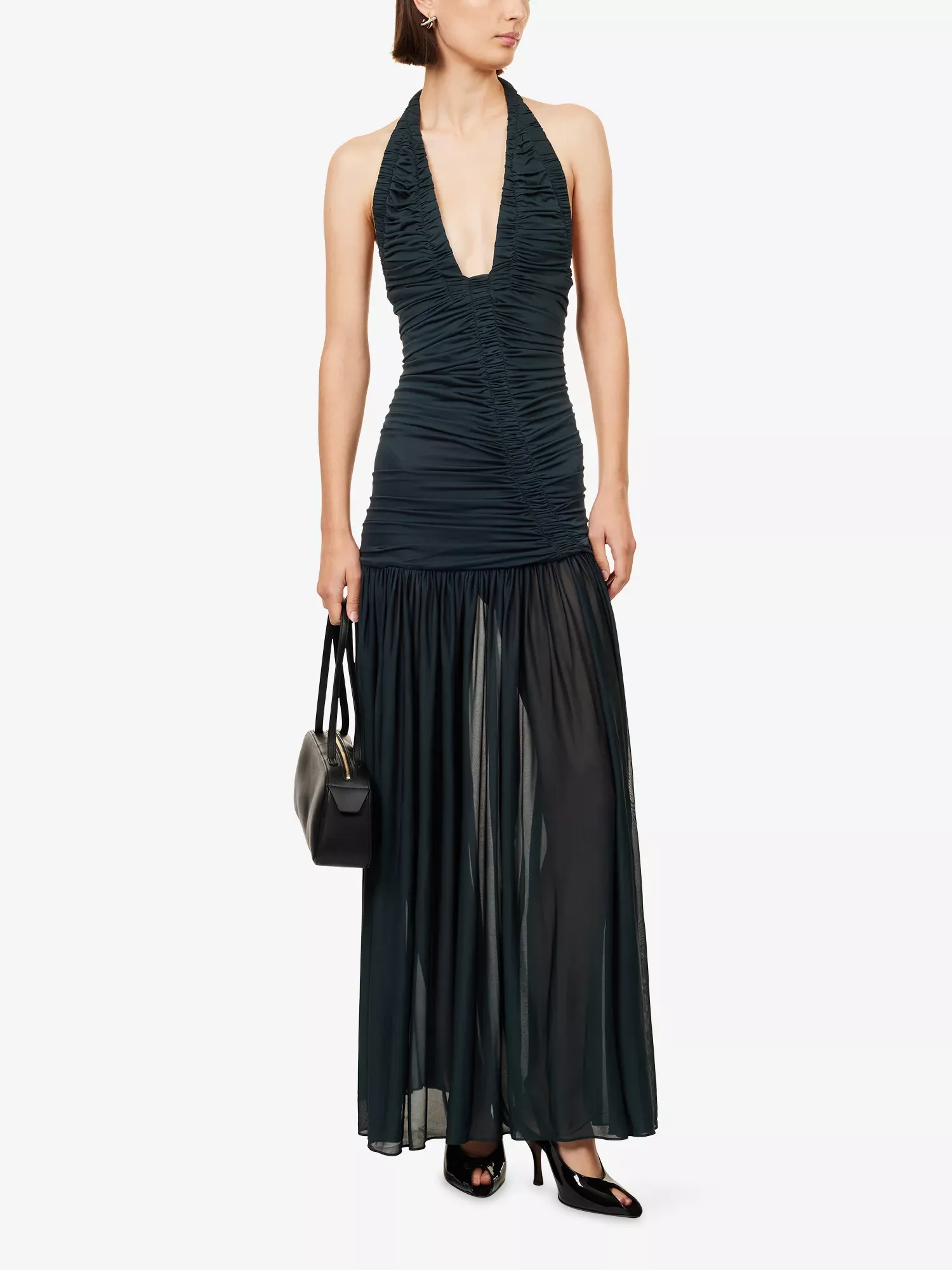 Christopher Esber Orion Draped Woven Liquorice Gown