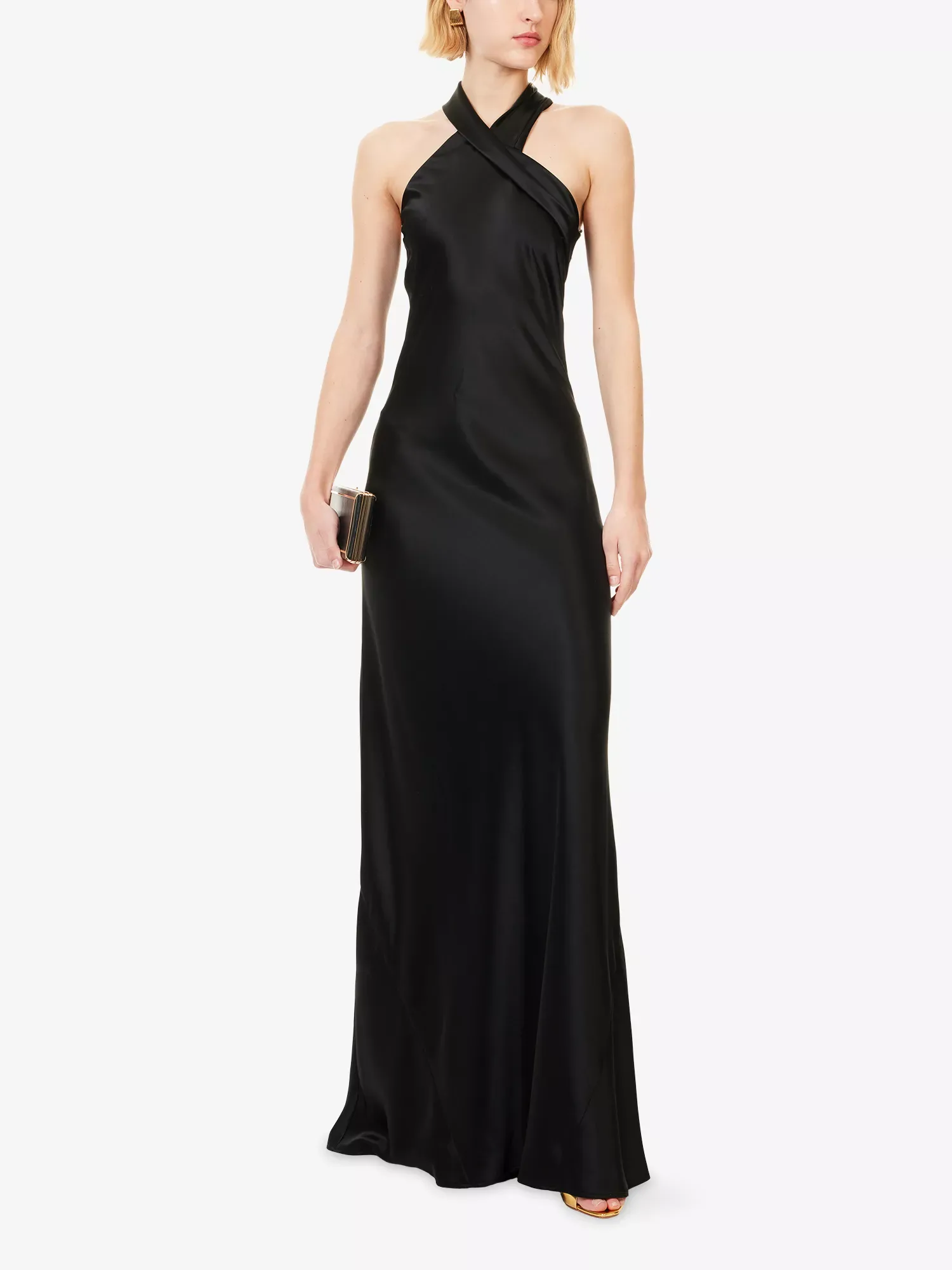 Galvan Pandora Black Satin Gown