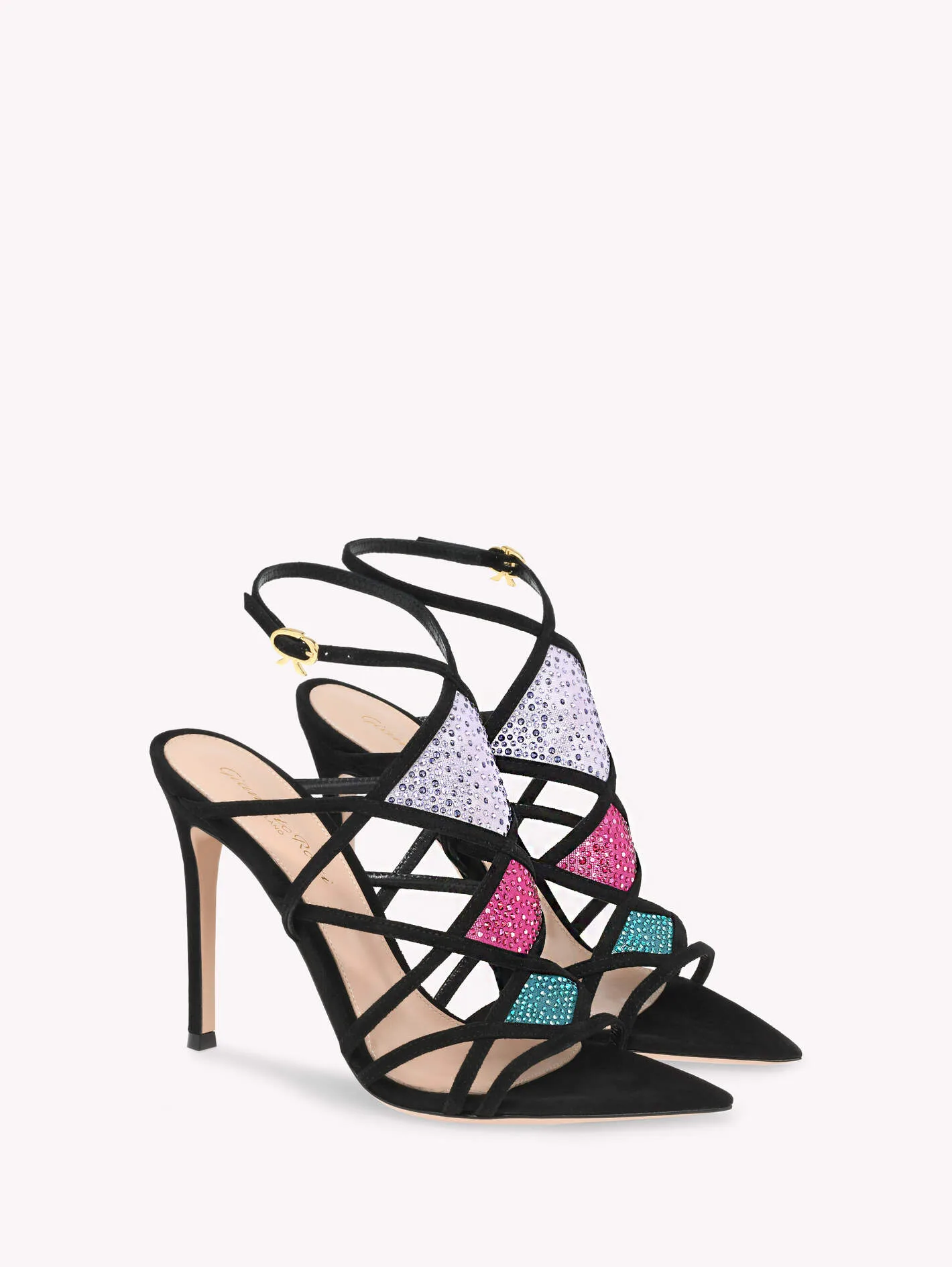 Gianvito Rossi Multi-Coloured Confetti Black Heeled Sandals