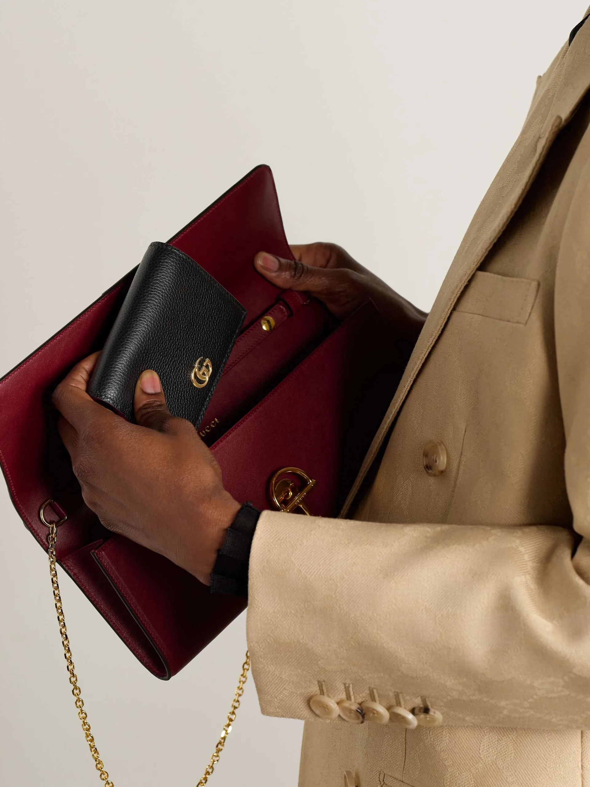 Gucci Marmont Petite Textured Black Leather Wallet