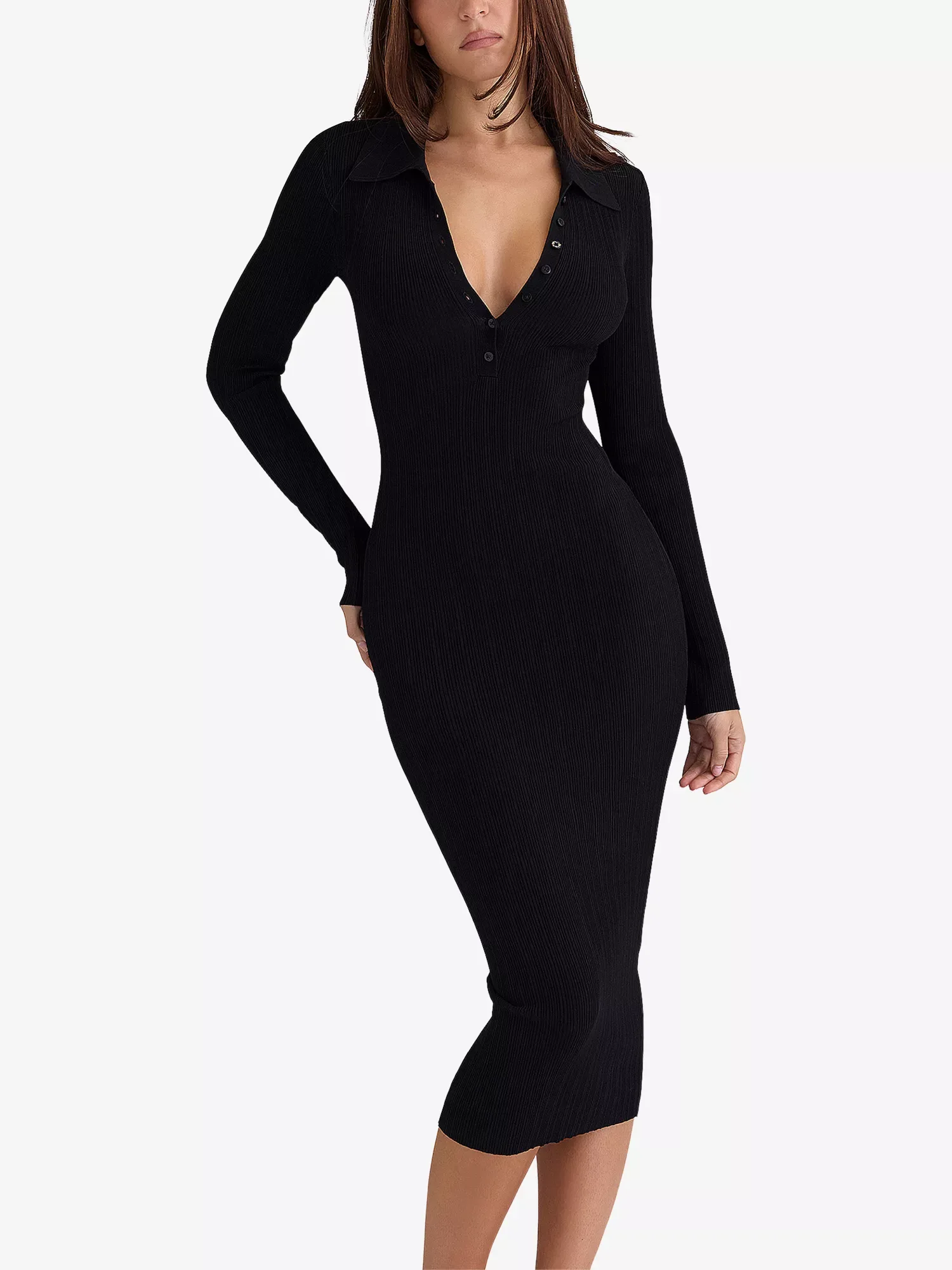 House of CB Sabra Black Knit Maxi Dress