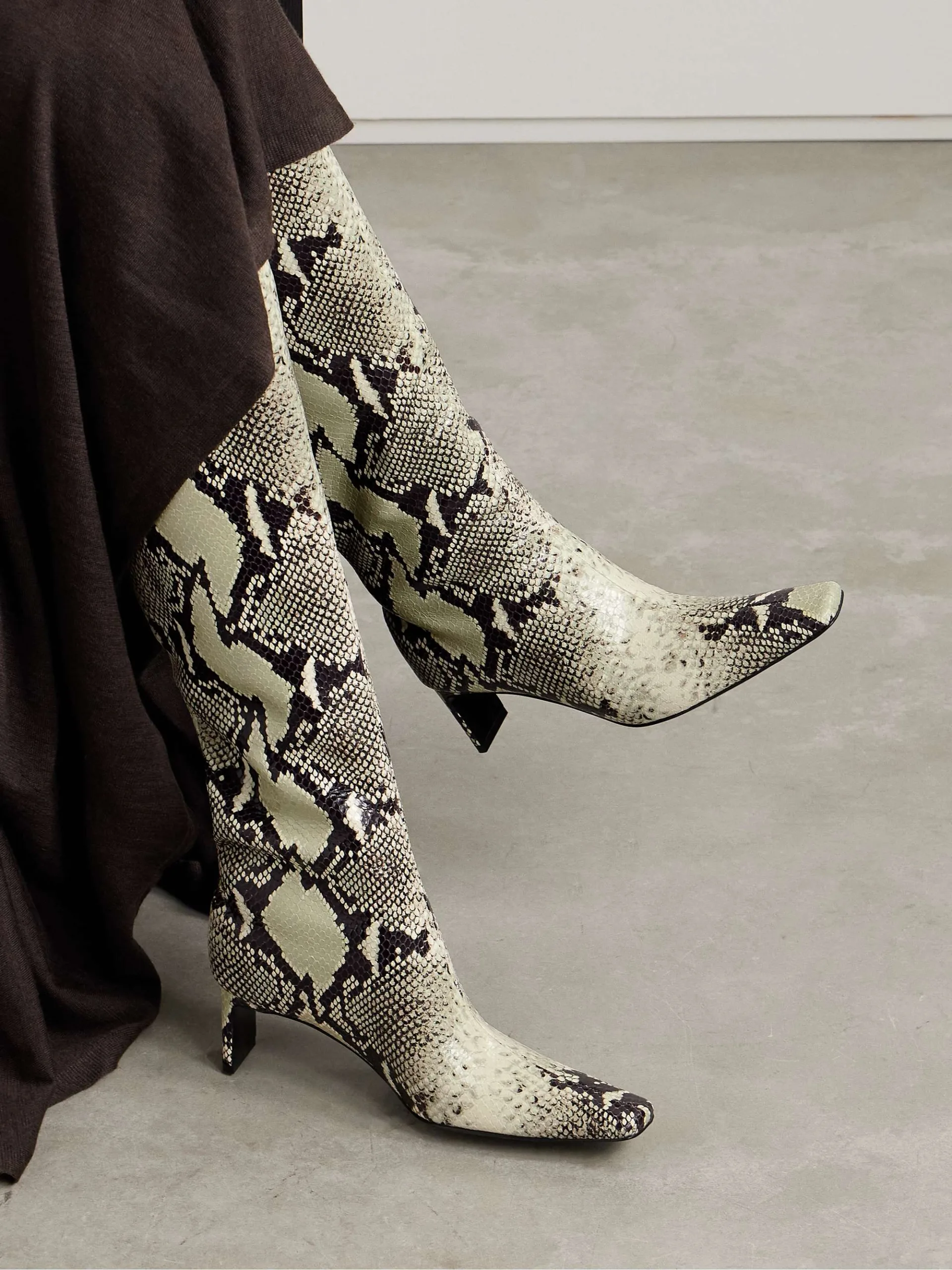Khaite Ona Snake Print Knee High Boots